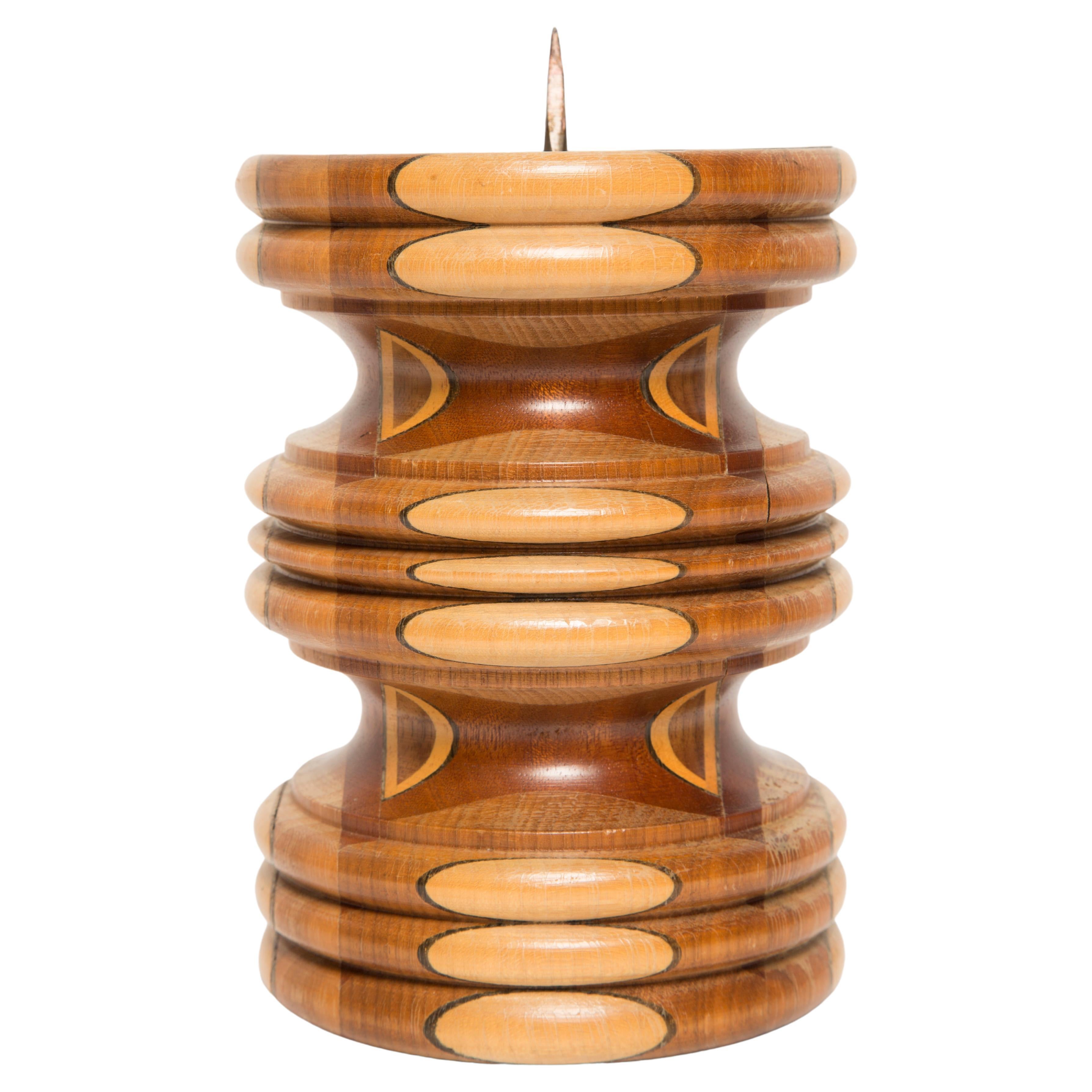 Midcentury Wood Brown Candlestick, France, 1960s For Sale