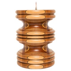 Midcentury Wood Brown Candlestick, France, 1960s