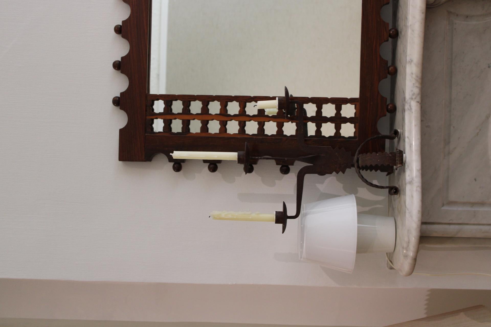 Late 20th Century Midcentury Wood Carved Rosewood Mirror