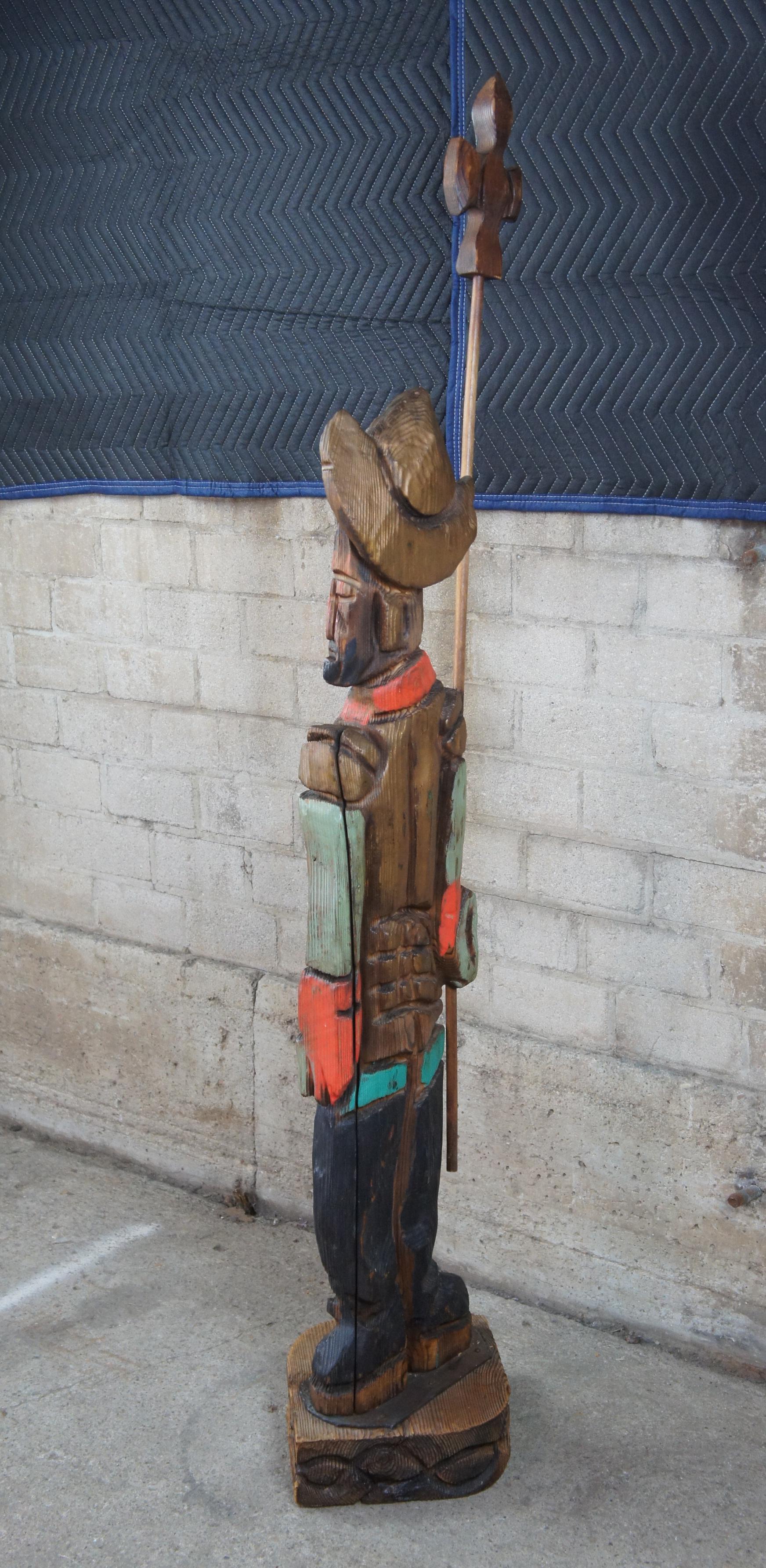 Witco Mid Century Modern Wood Carving Don Quixote Soldier Sculpture Statue 70