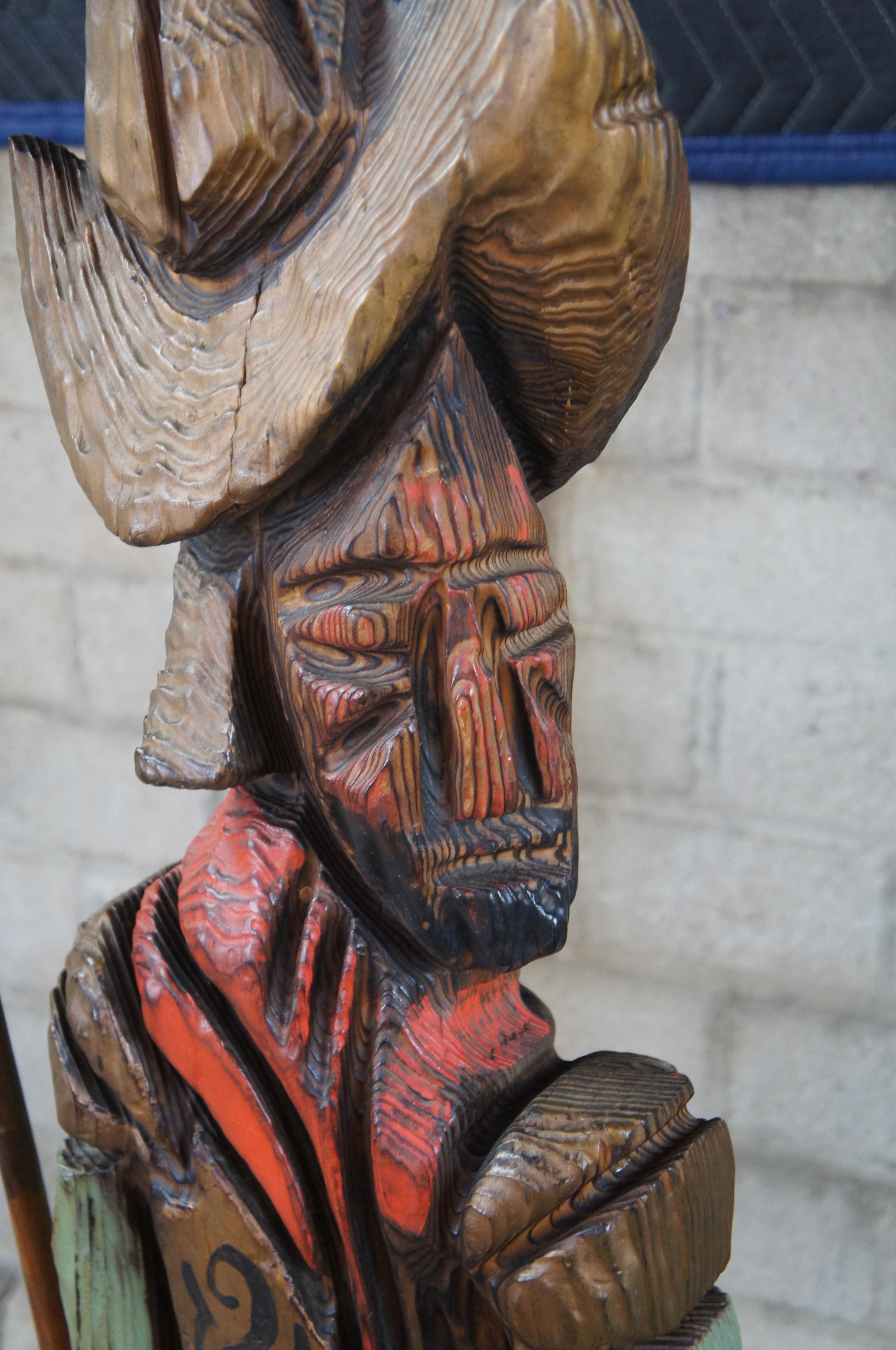 Witco Mid Century Modern Wood Carving Don Quixote Soldier Sculpture Statue 70