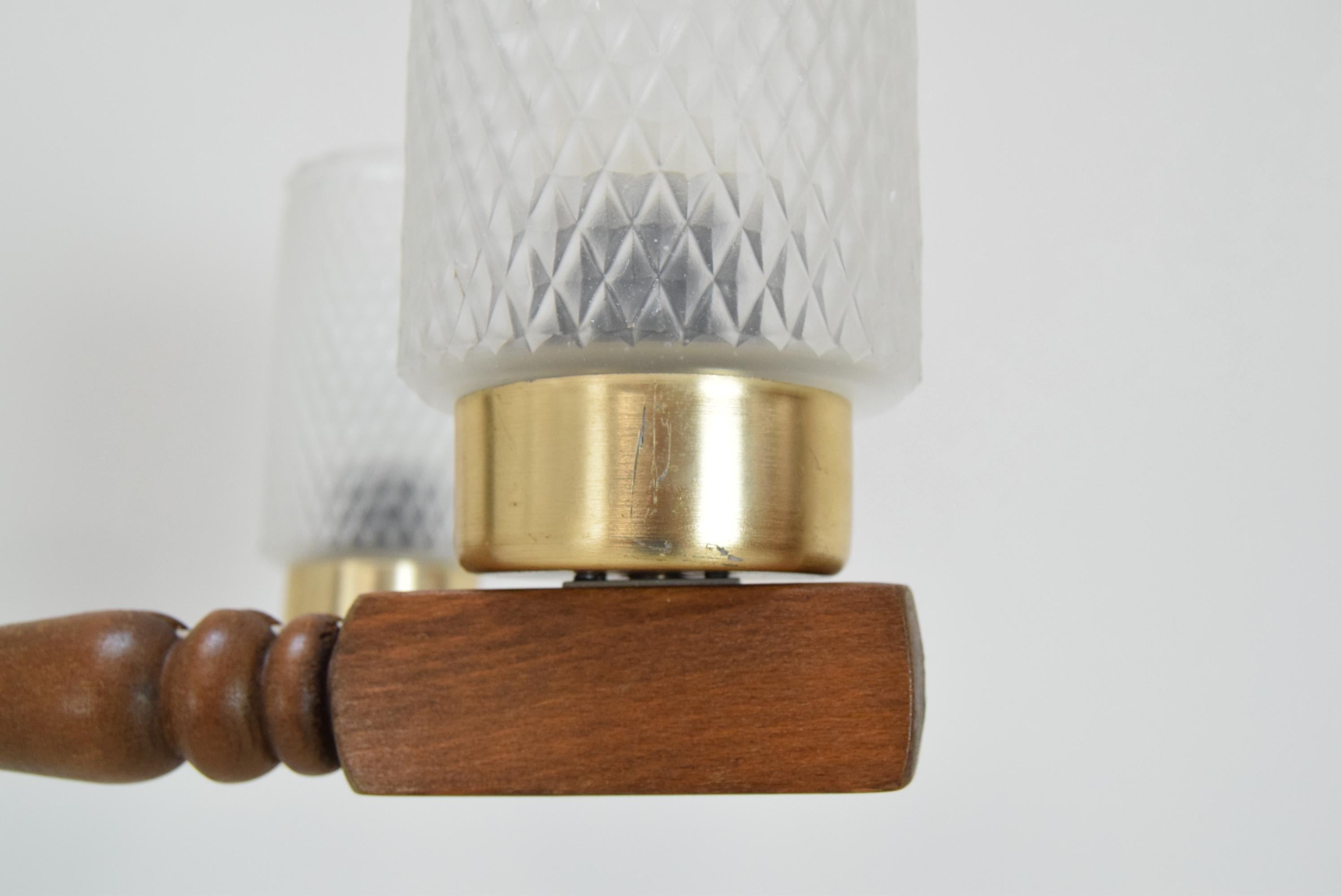 Midcentury Wood Chandelier by Inva Litomerice, 1970s For Sale 9
