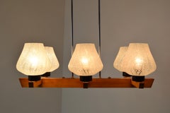 Midcentury Wood Chandelier by Jilove u Decina, 1970s