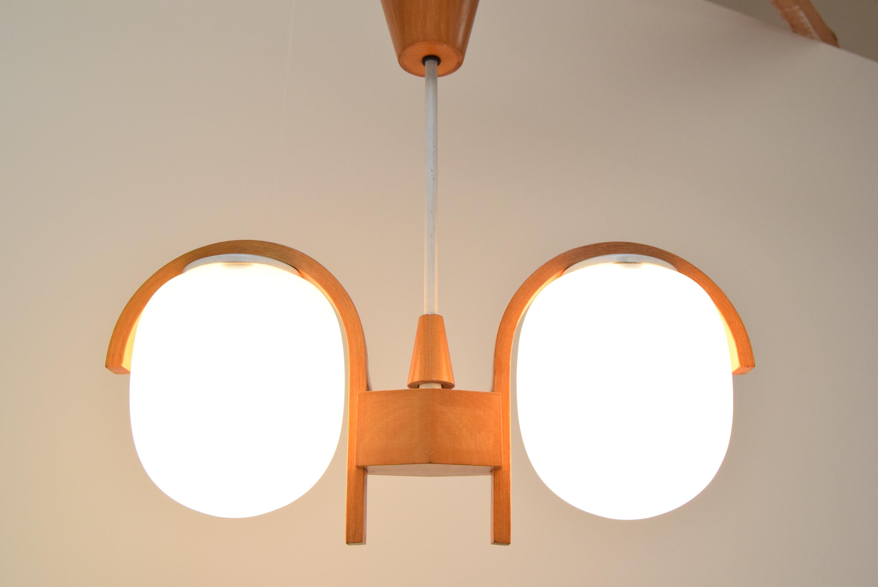 Mid-Century Wood Chandelier by Valasske Mezirici, 1960's 4