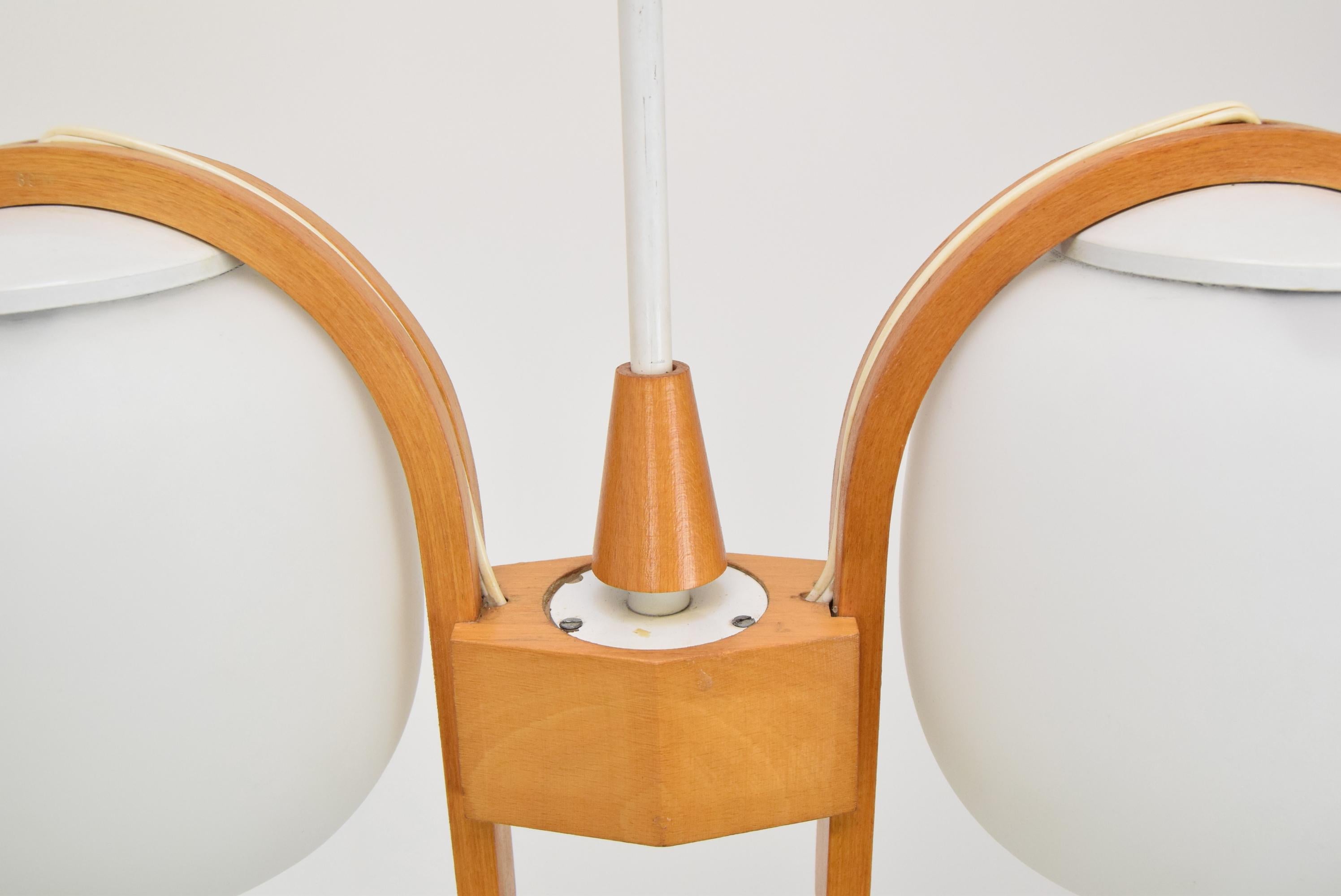 Mid-20th Century Mid-Century Wood Chandelier by Valasske Mezirici, 1960's