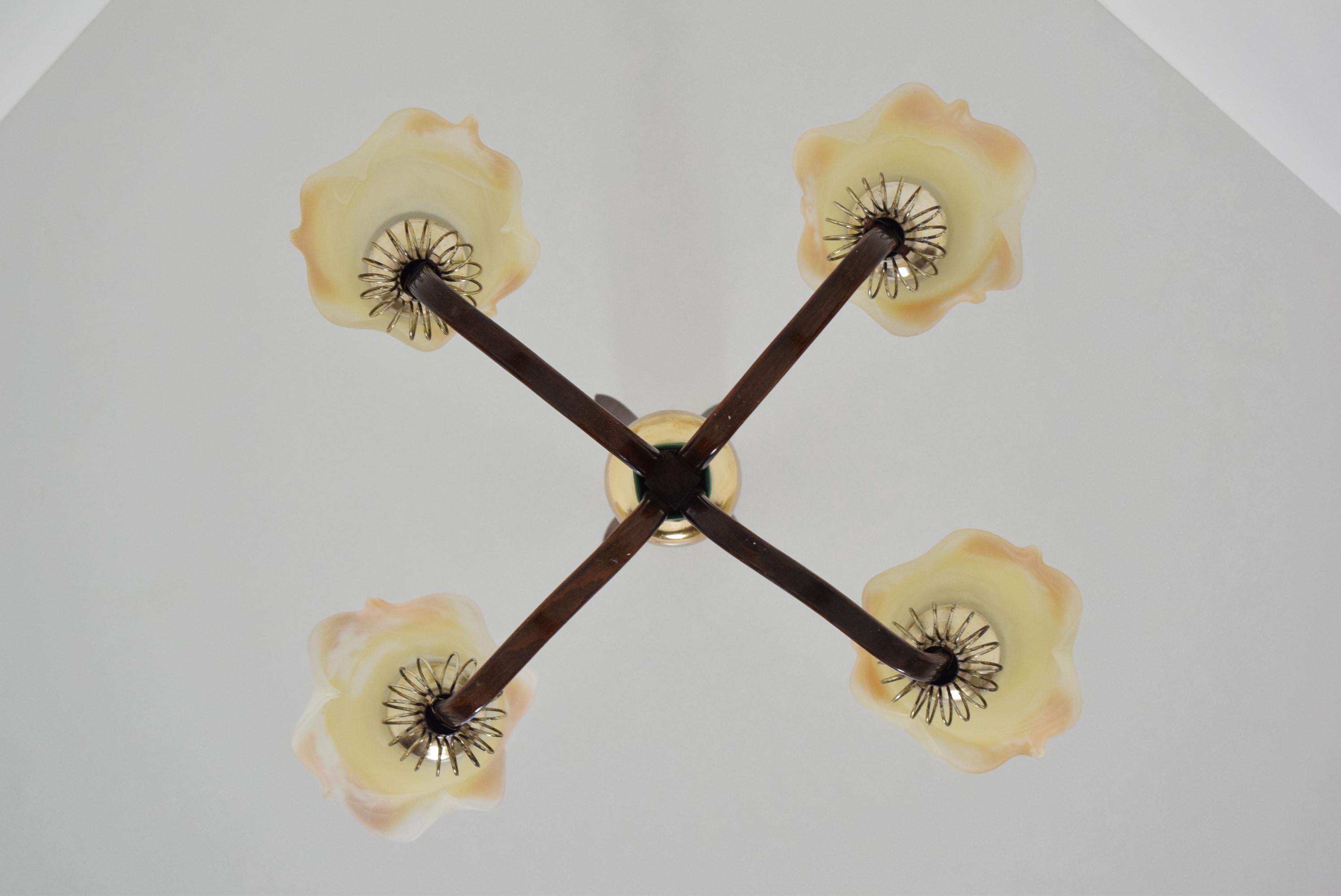 Late 20th Century Midcentury Wood Chandelier, 1970s For Sale