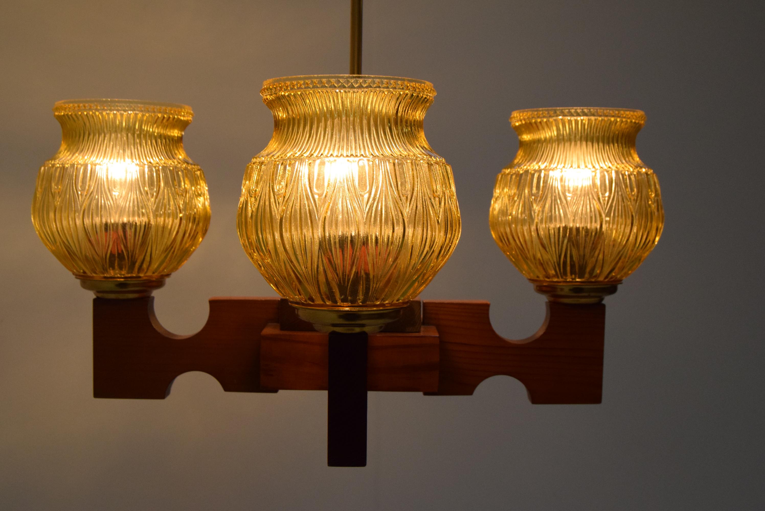 Mid-Century Wood Chandelier, 1980's For Sale 2