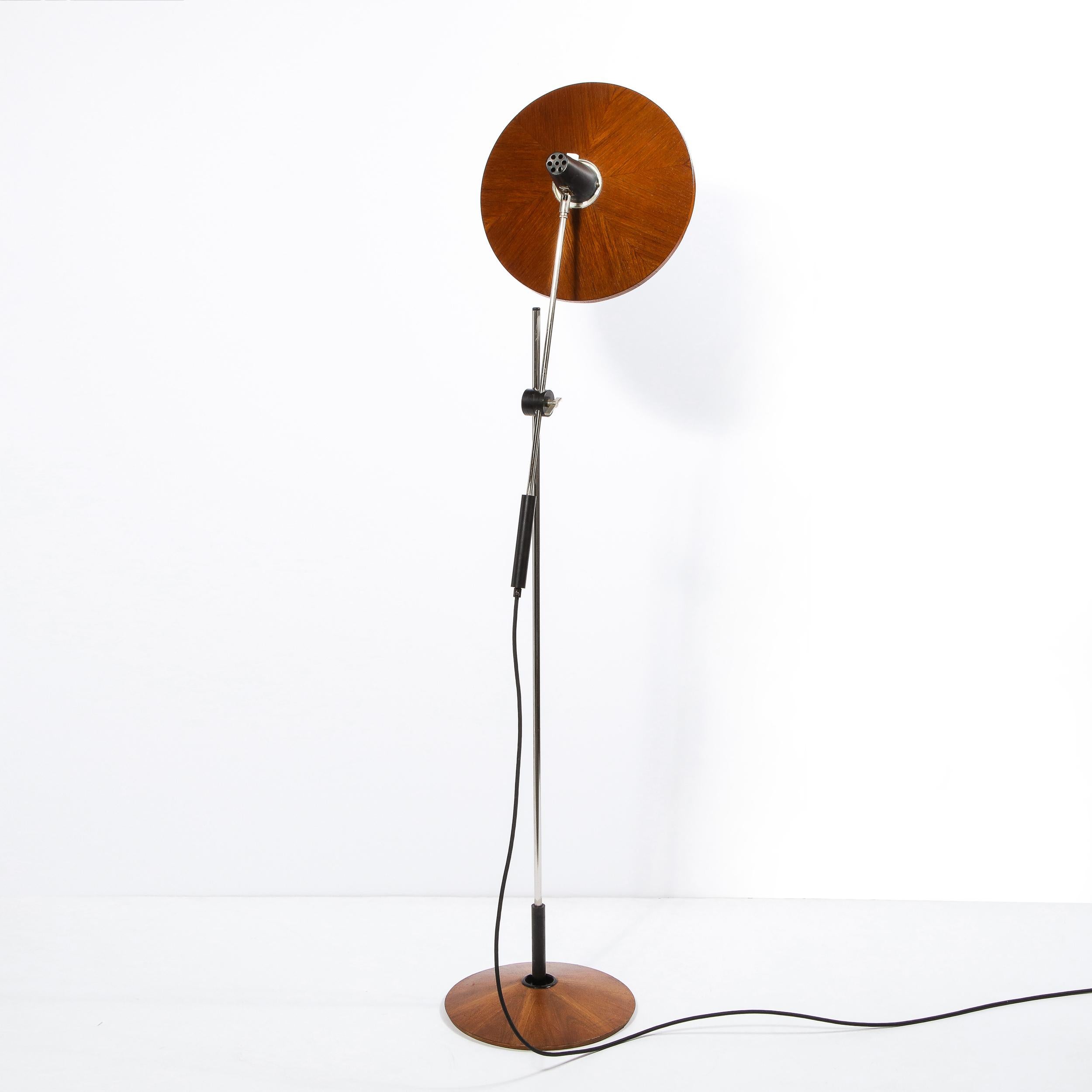 Mid Century Wood & Chrome Floor Lamp by Georges Frydman for Temde Leuchten 12