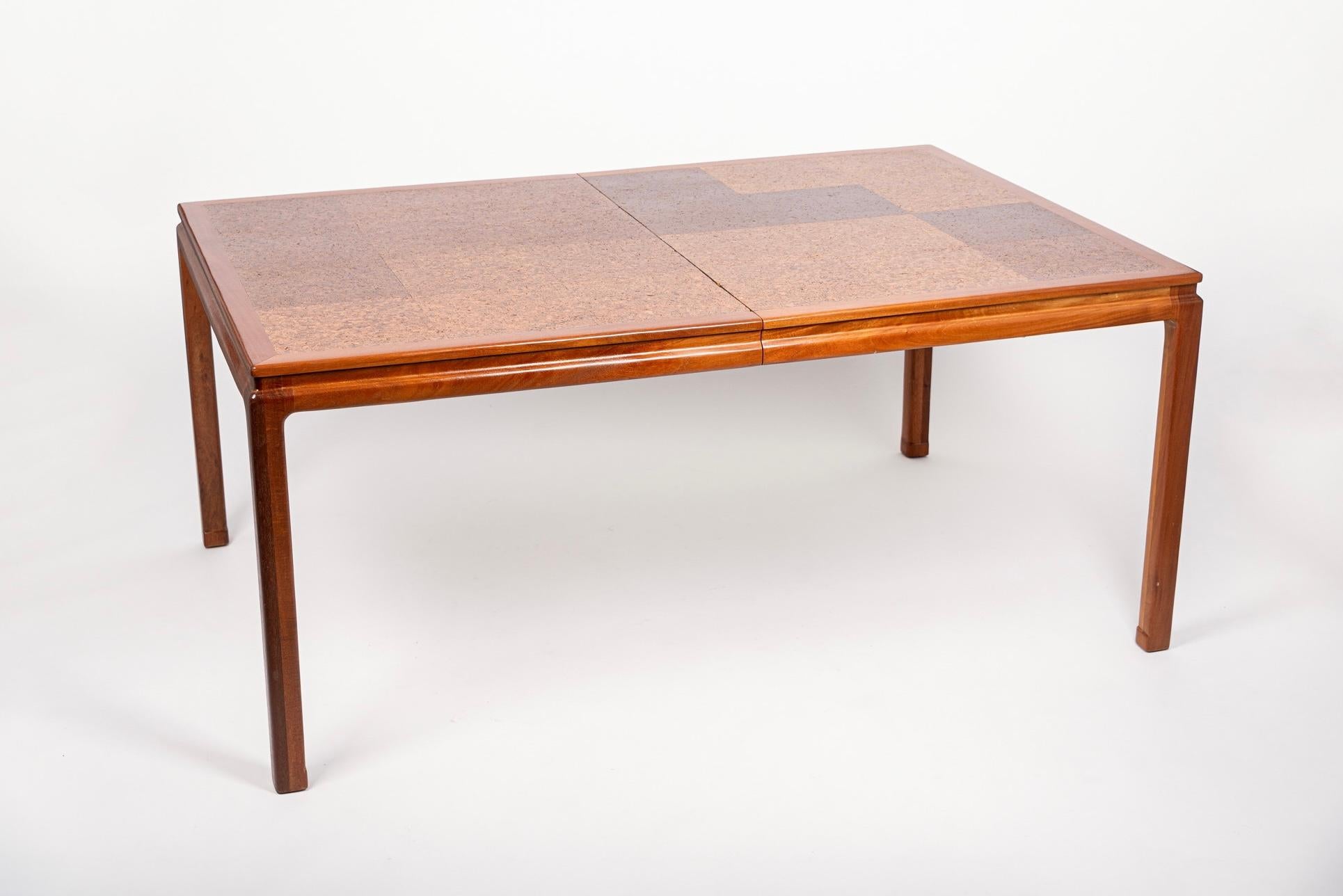 Mid-Century Modern Mid Century Wood & Cork Large Extendable Dining Table by Edward Wormley  For Sale