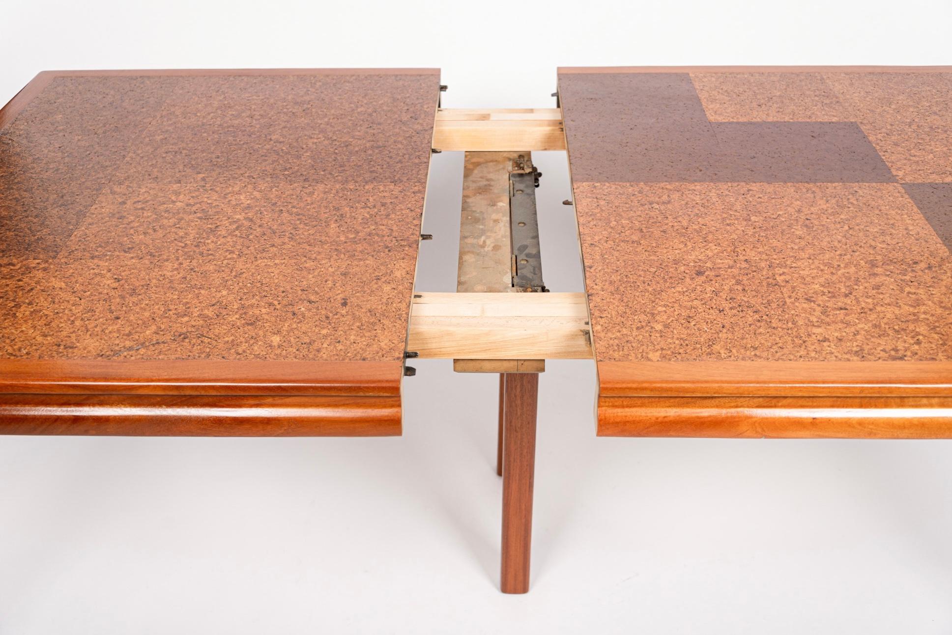 Mid Century Wood & Cork Large Extending Dining Table by Edward Wormley For Sale 5