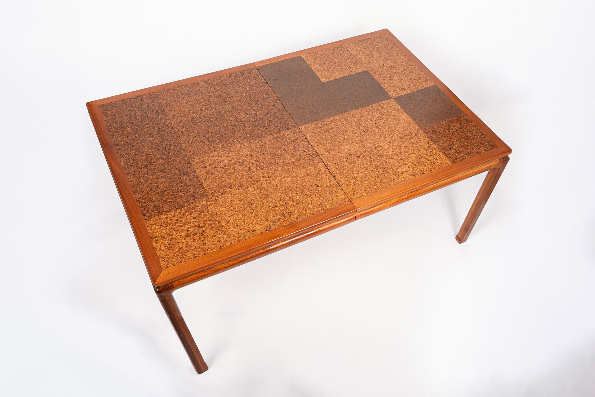 Mid-Century Modern Mid Century Wood & Cork Large Extending Dining Table by Edward Wormley For Sale