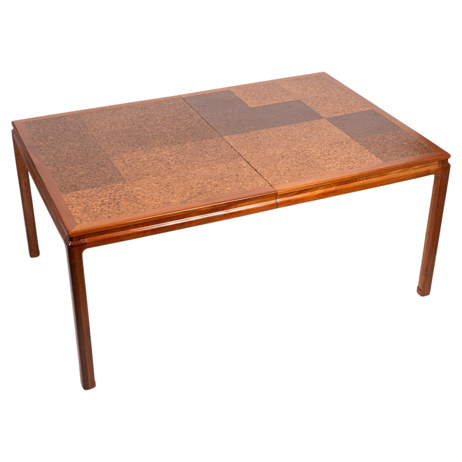 Mid Century Wood & Cork Large Extending Dining Table by Edward Wormley For Sale