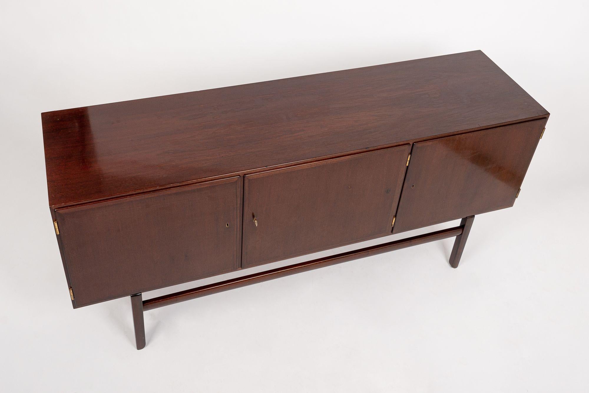 Danish Mid Century Wood Credenza or Sideboard Cabinet by Ole Wanscher For Sale