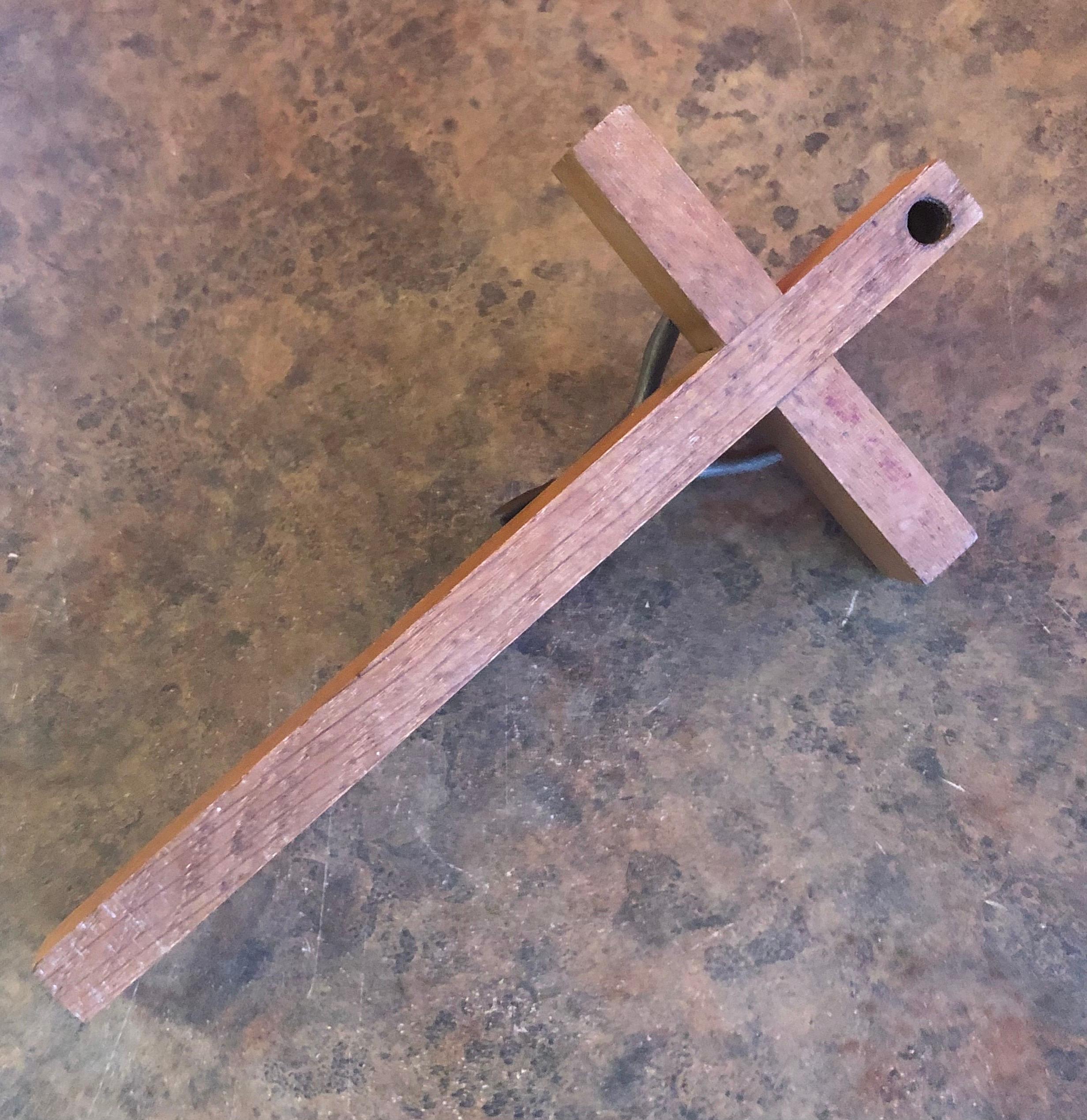 Midcentury Wood Crucifix In Good Condition For Sale In San Diego, CA