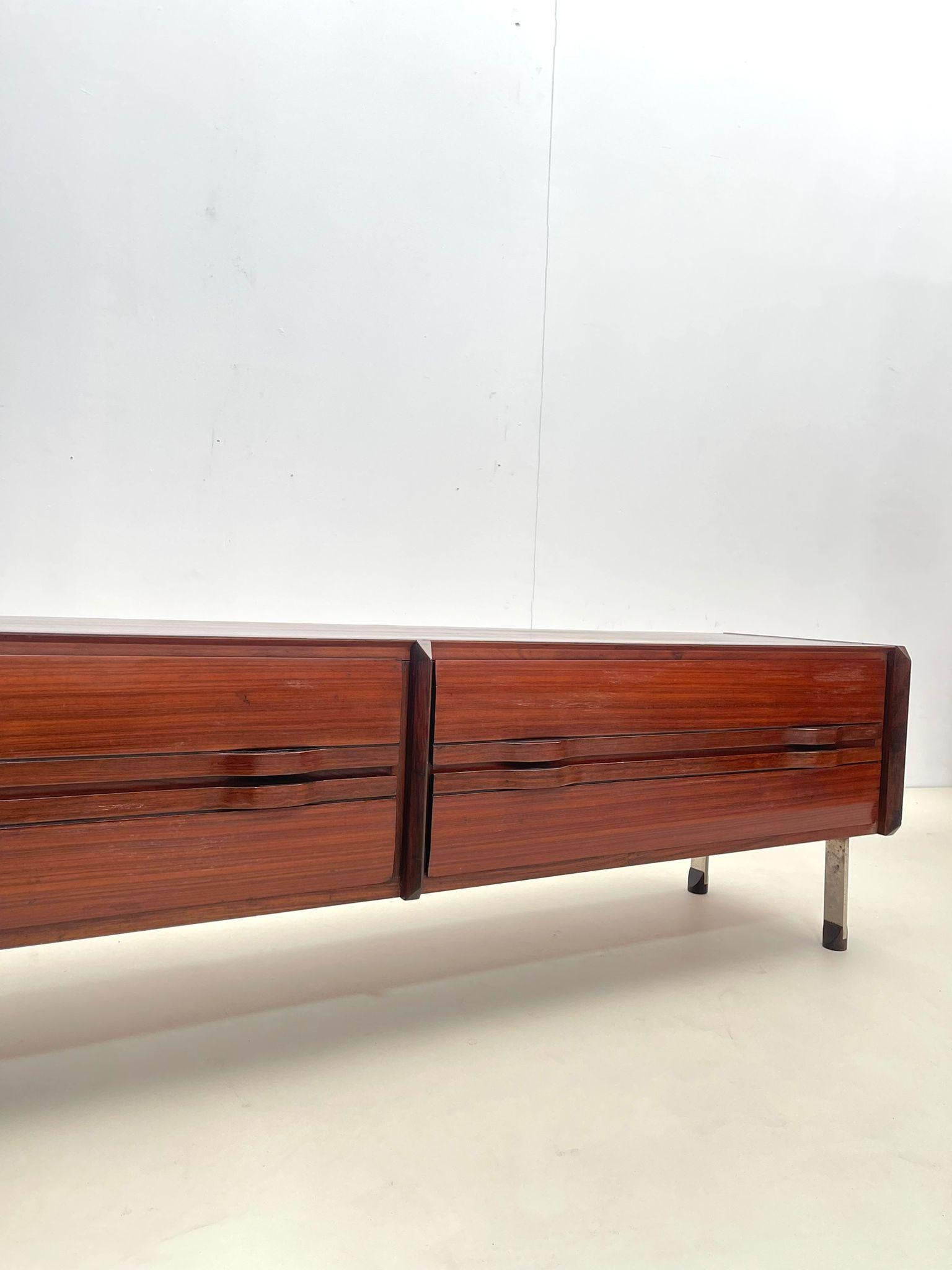 Mid-Century Wood Drawers Sideboard, Italy 1960s 8