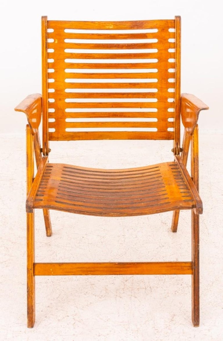 MidCentury Wood Foldable Arm Chair For Sale at 1stDibs