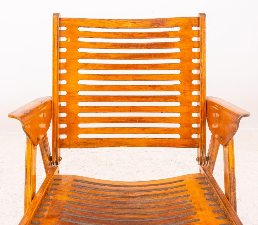 Mid-Century Wood Foldable Arm Chair In Good Condition In Astoria, NY