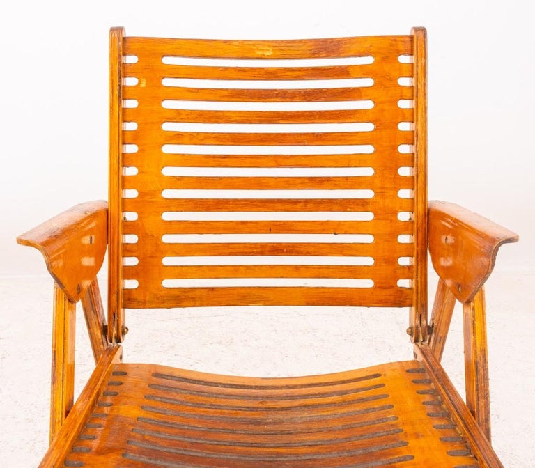 MidCentury Wood Foldable Arm Chair For Sale at 1stDibs