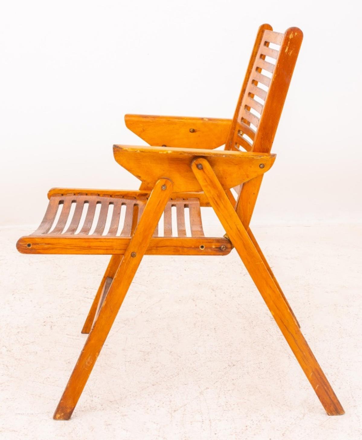 20th Century Mid-Century Wood Foldable Arm Chair For Sale