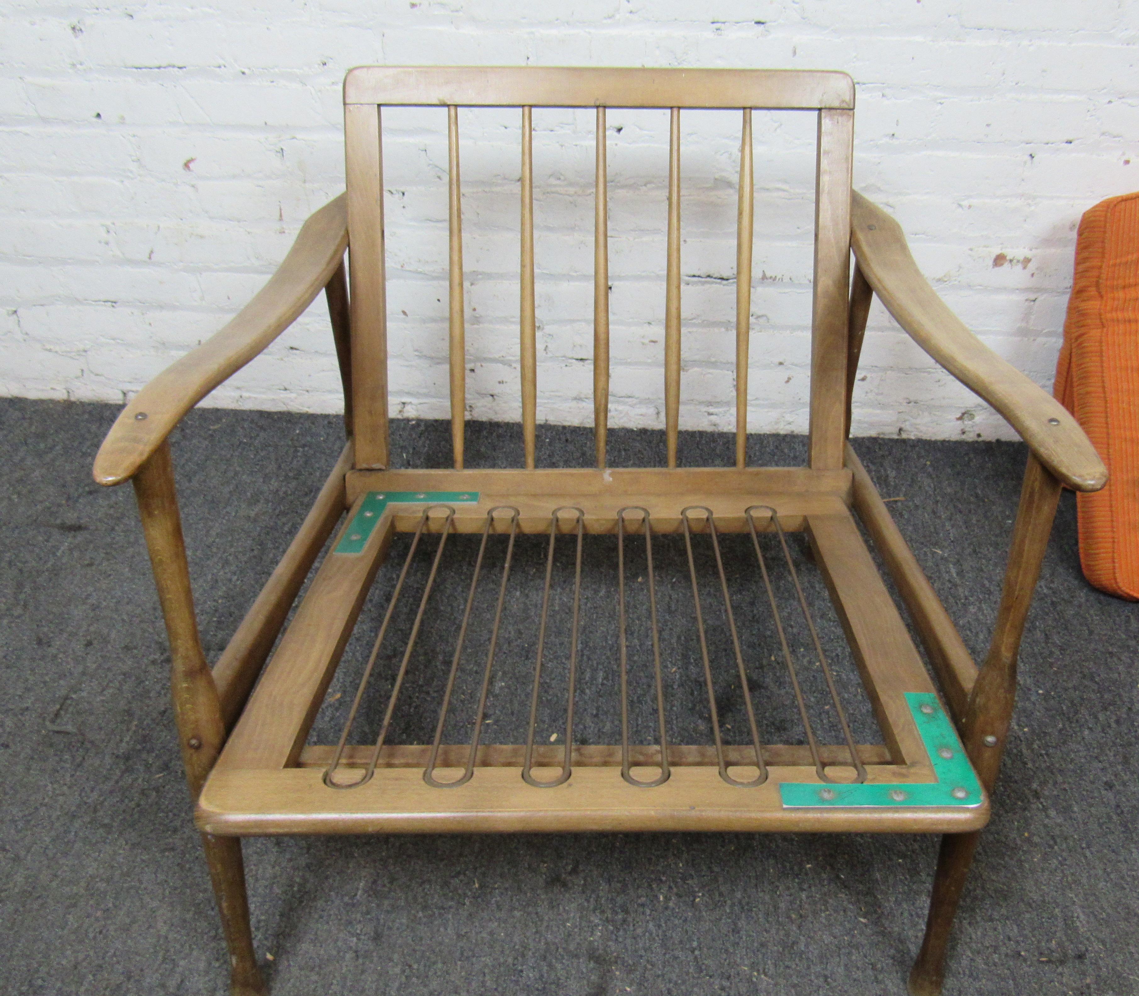 Mid-20th Century Mid-Century Wood Frame Armchairs