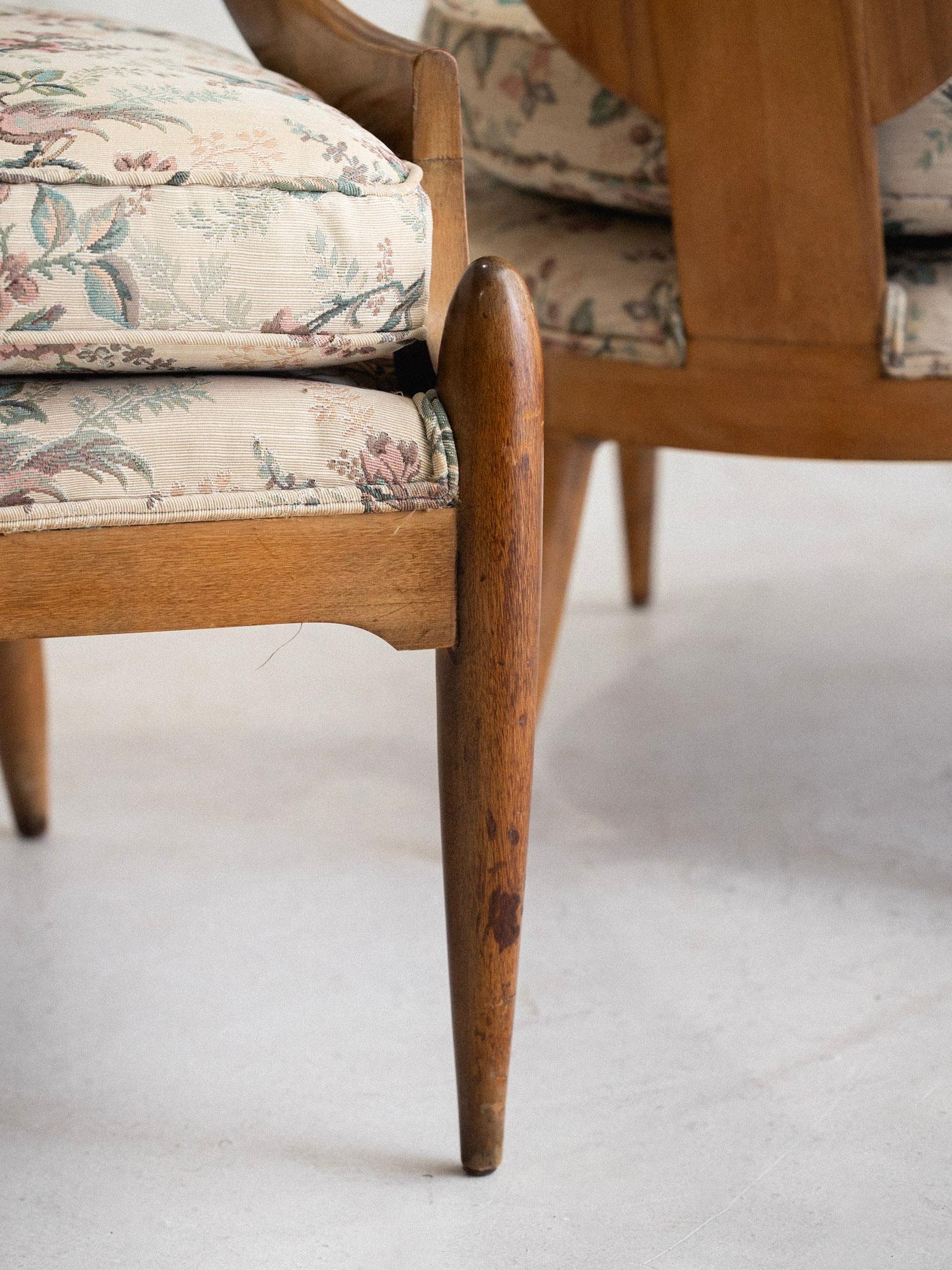 Mid Century Wood Framed Spoon Back Lounge Chairs - a Pair For Sale 4