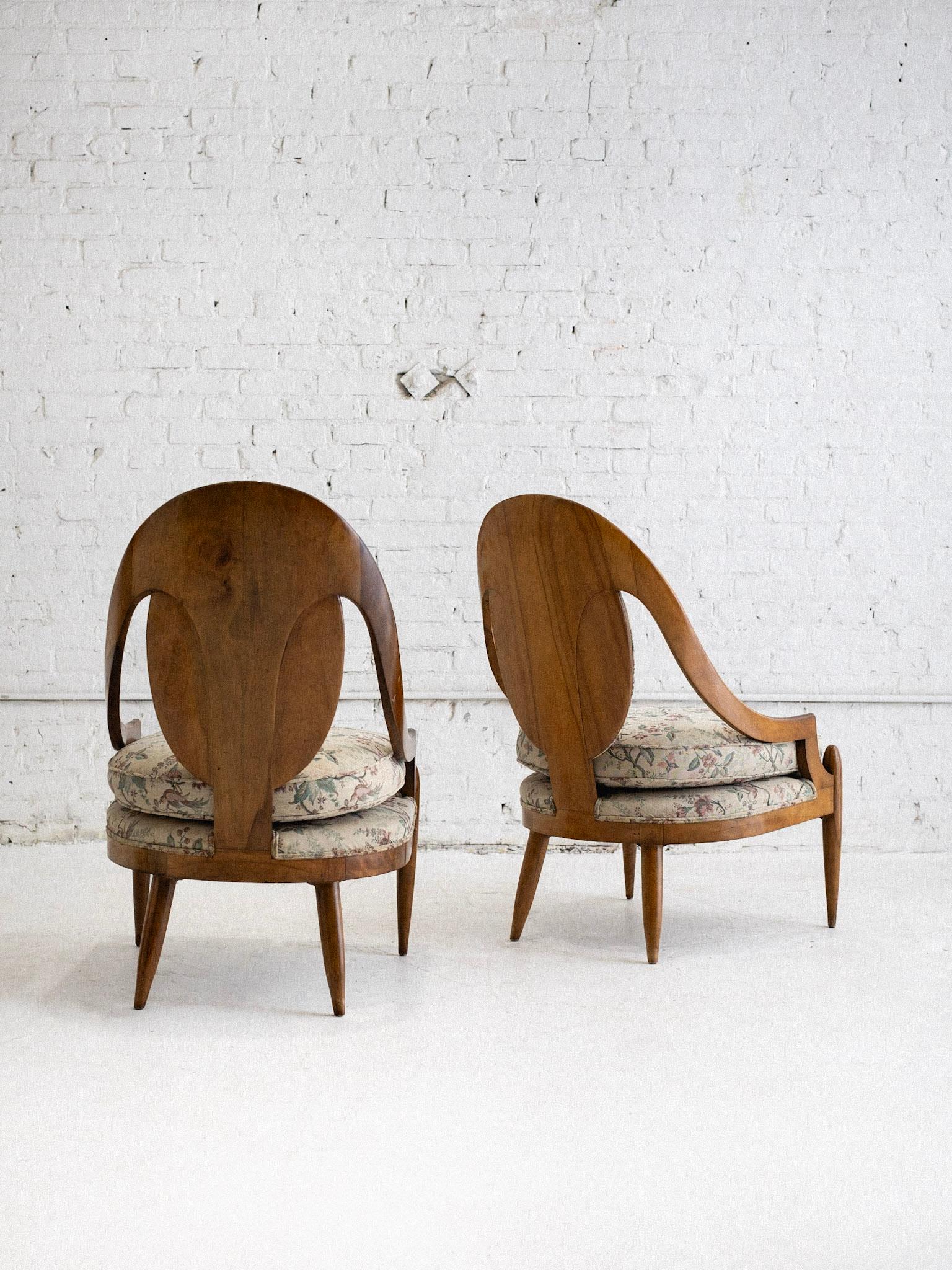 American Mid Century Wood Framed Spoon Back Lounge Chairs - a Pair For Sale