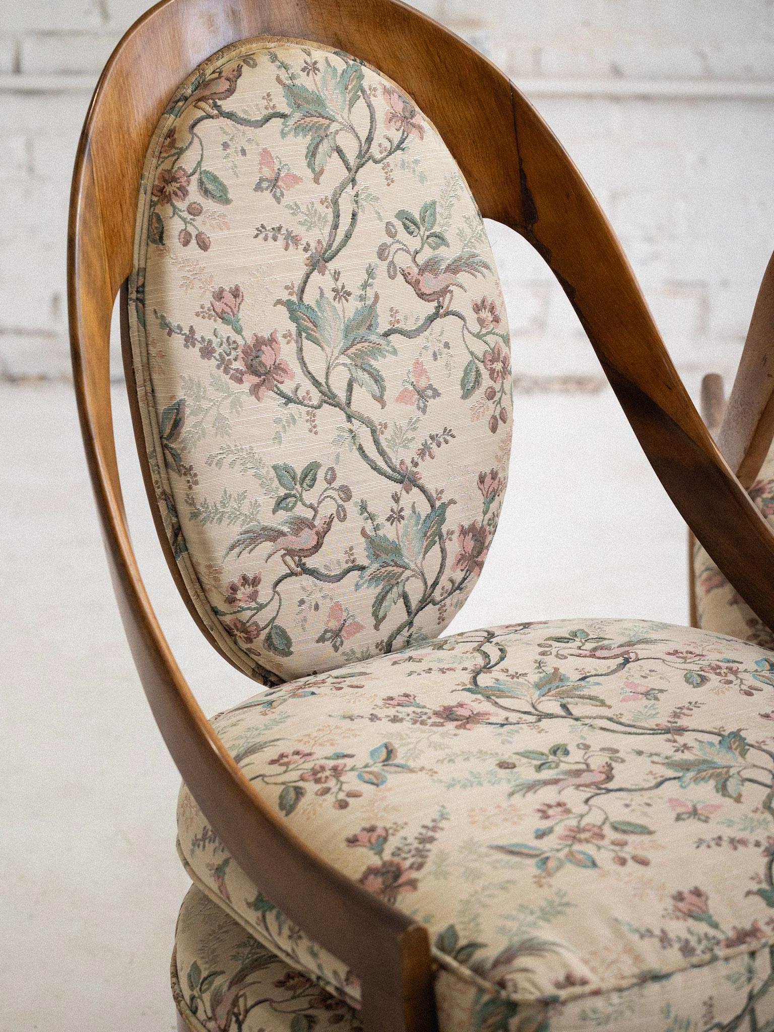 20th Century Mid Century Wood Framed Spoon Back Lounge Chairs - a Pair For Sale