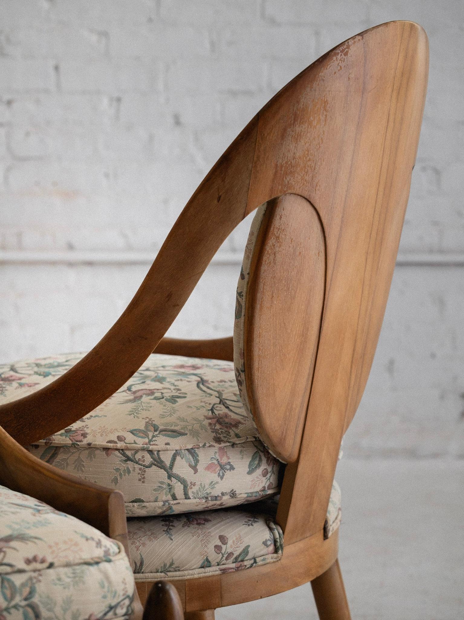 Mid Century Wood Framed Spoon Back Lounge Chairs - a Pair For Sale 2