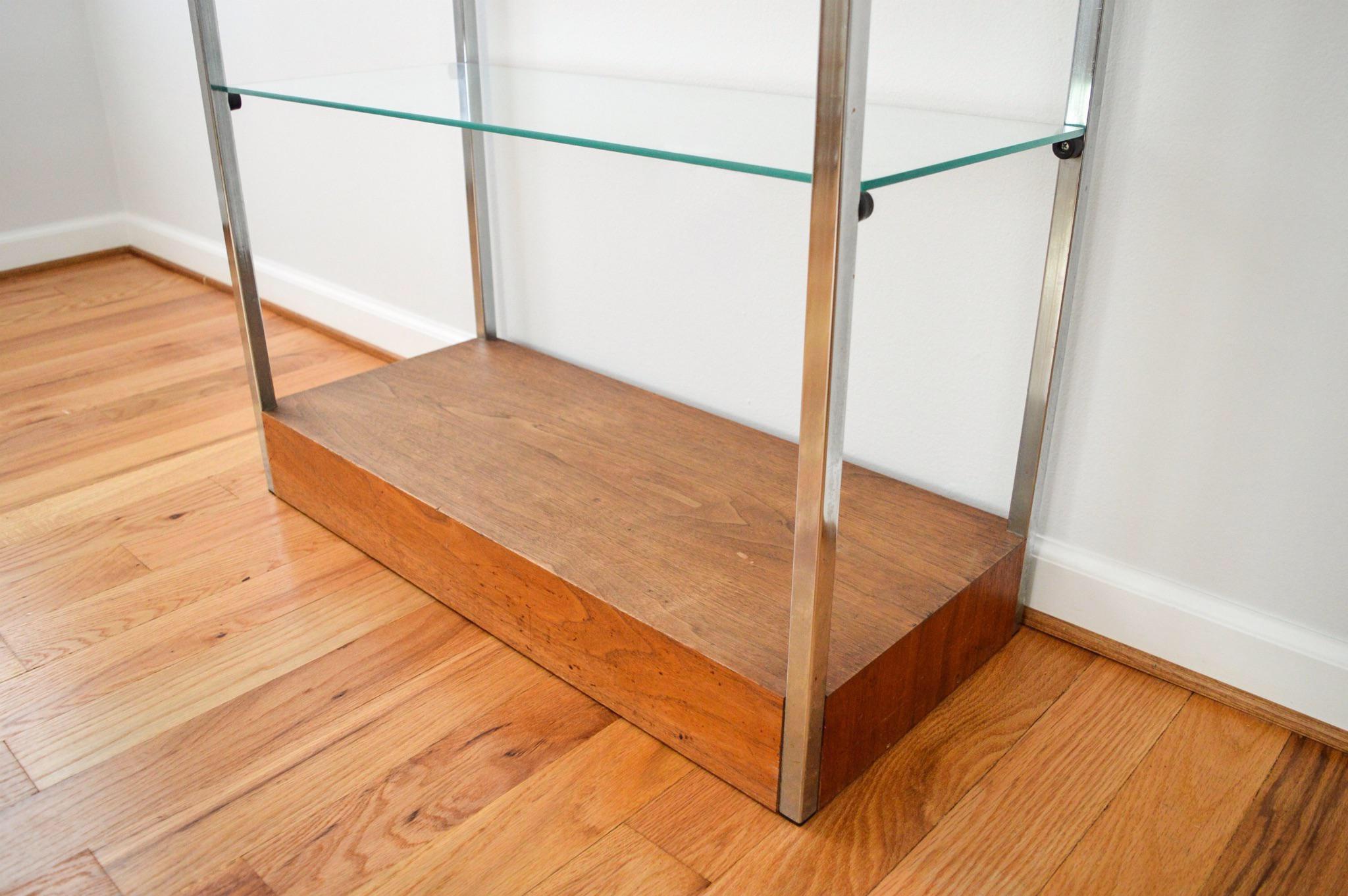 Mid-20th Century Midcentury Wood and Glass Etagere Display Shelf, 1960s