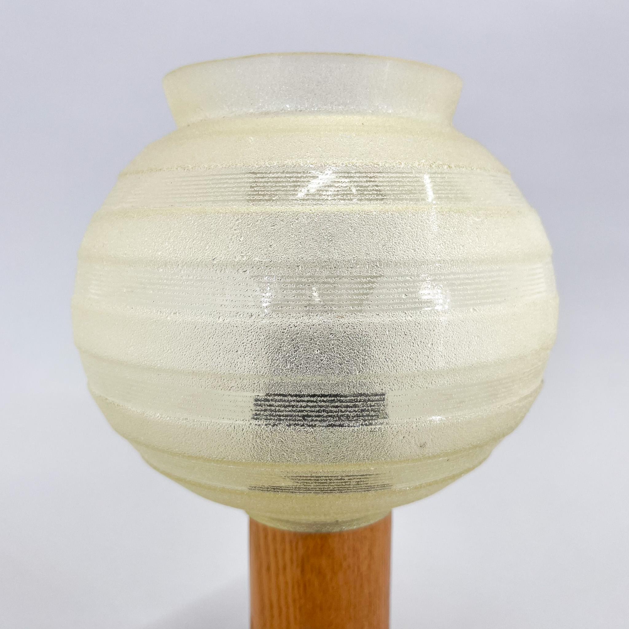 20th Century Mid-century Wood & Glass Table Lamp, 1970s For Sale