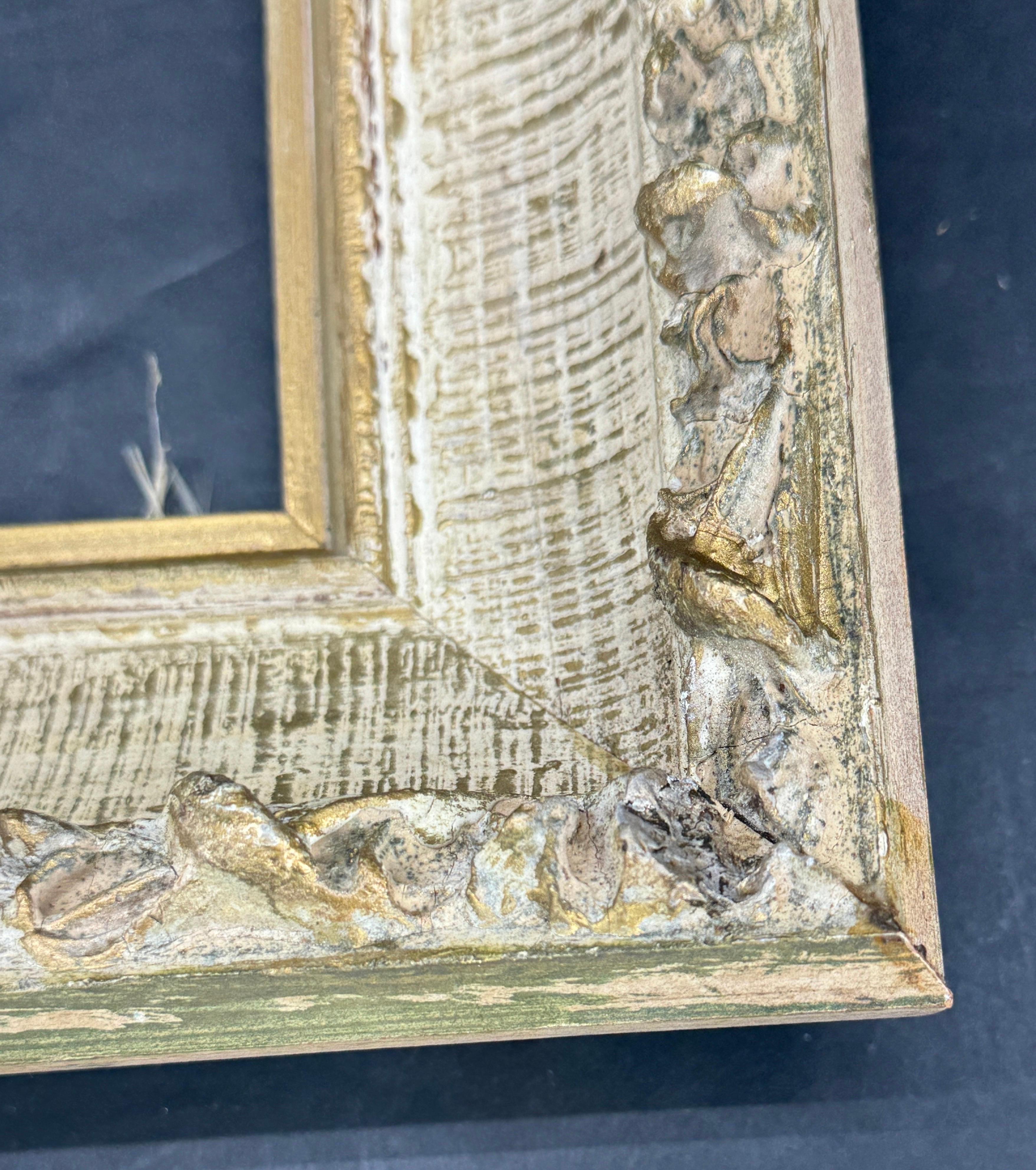 Marco de arte de madera dorada de mediados de siglo 2