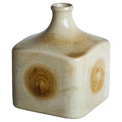Jarrón de cerámica Studio Pottery de mediados de siglo "Huella de madera" Años 60