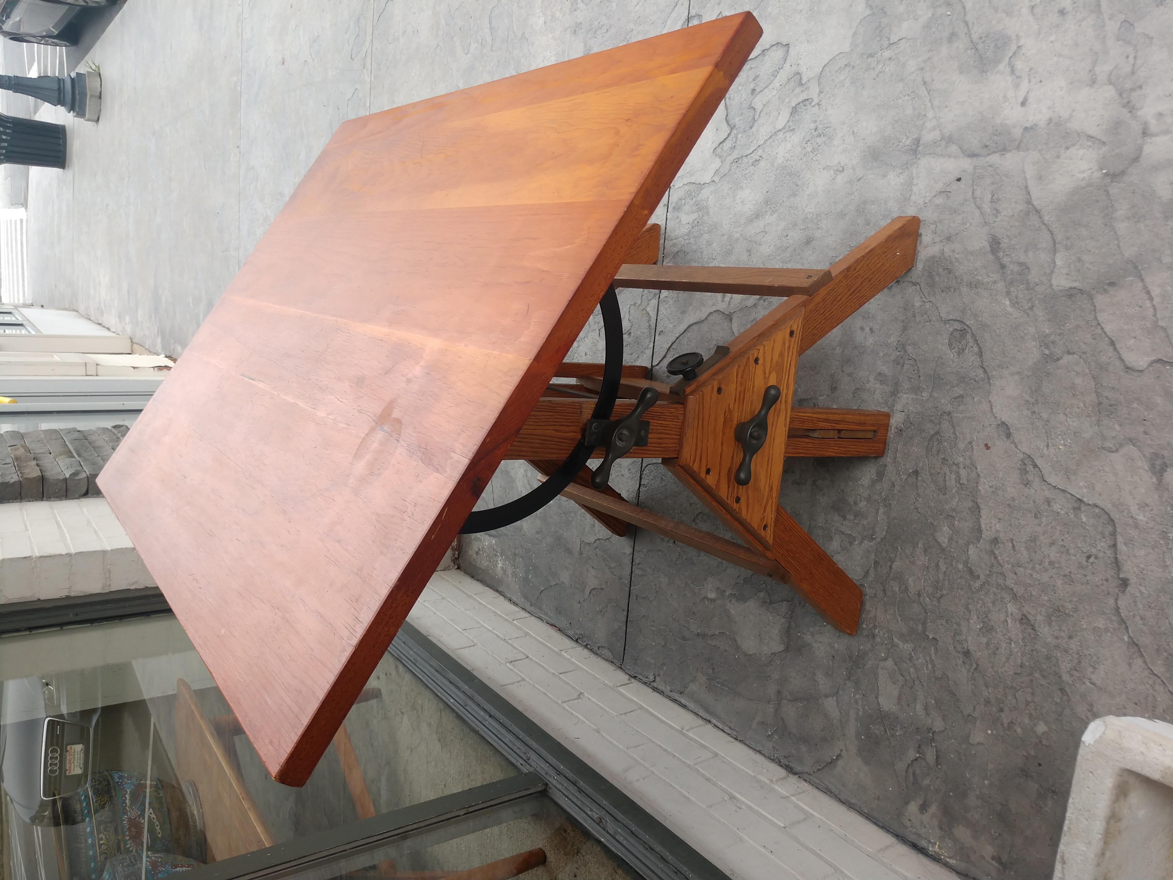 Mid Century Wood & Iron Hamilton Drafting Table C1955 In Good Condition In Port Jervis, NY