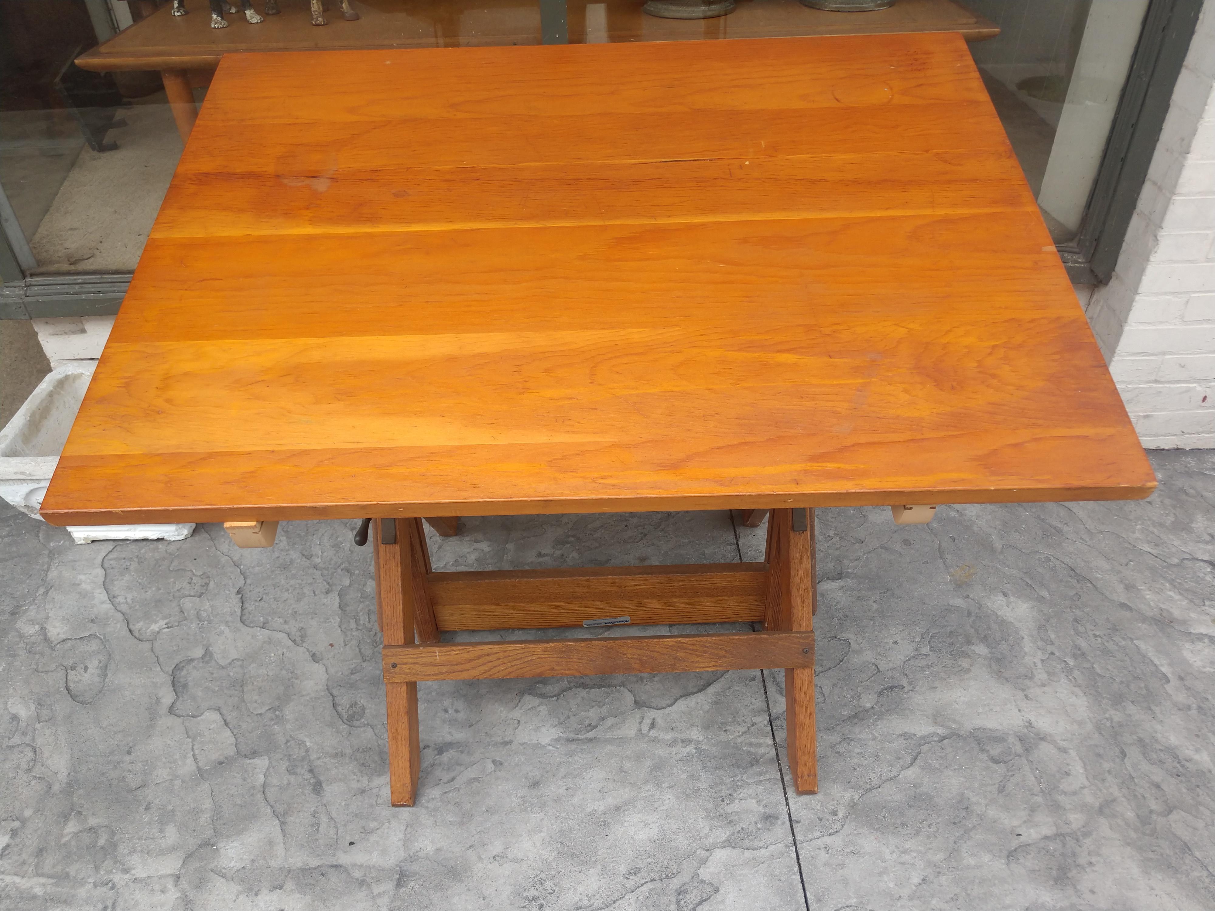 Mid Century Wood & Iron Hamilton Drafting Table C1955 3