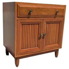 Mid-Century Wood Nightstand with Fluted Doors, Tiger Oak Interior, 1960s