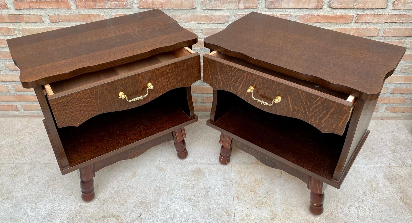 Mid-Century Modern Mid-Century Wood Nightstands with Drawers, 1960s, Set of 2 For Sale