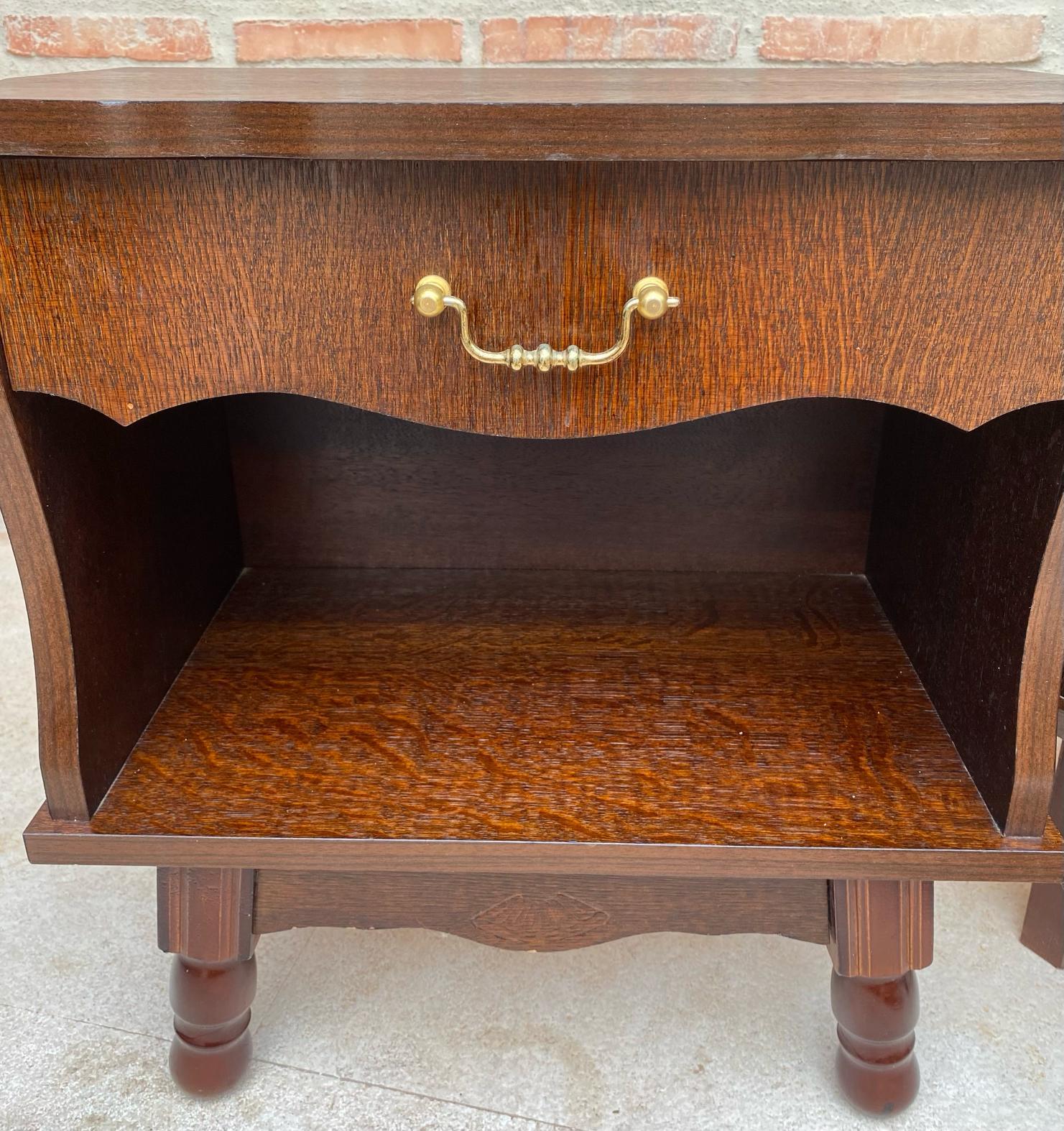 Mid-Century Wood Nightstands with Drawers, 1960s, Set of 2 For Sale 1