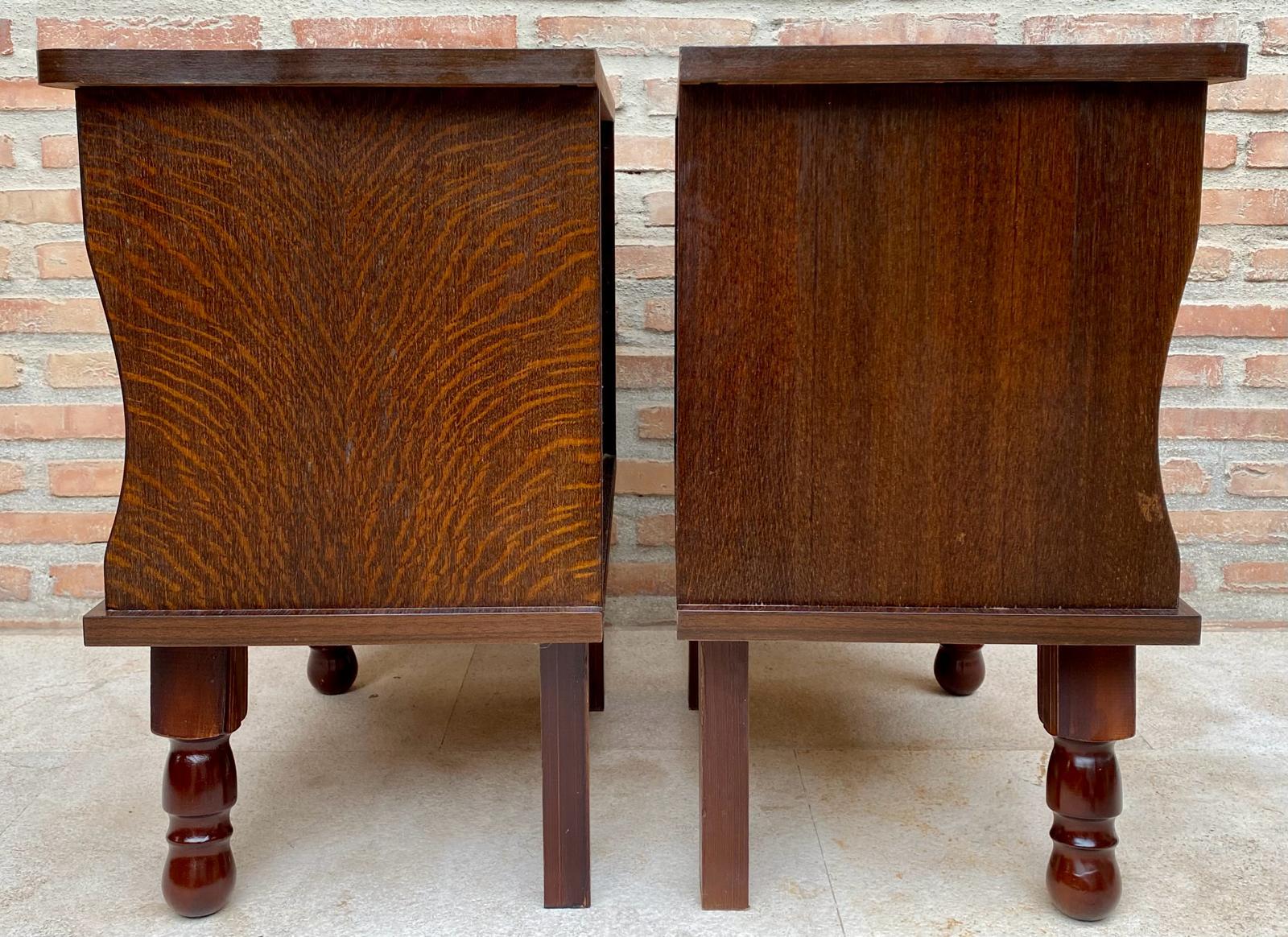 Mid-Century Wood Nightstands with Drawers, 1960s, Set of 2 For Sale 2