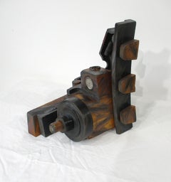 Mid Century Wood / Painted Sculpture " Clock Tower " by Rita Wasserman