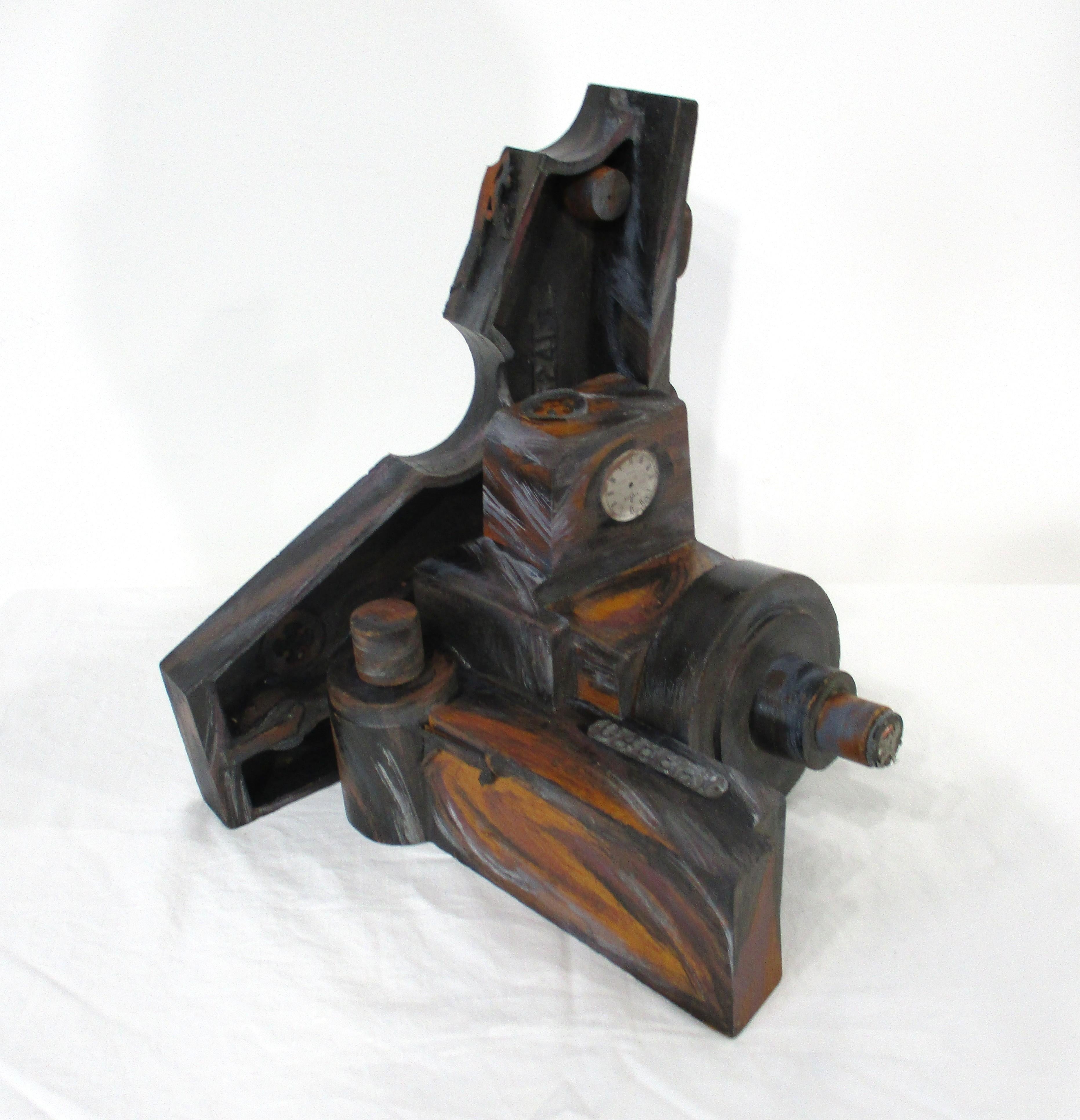 Mid Century Holz / Bemalte Skulptur 