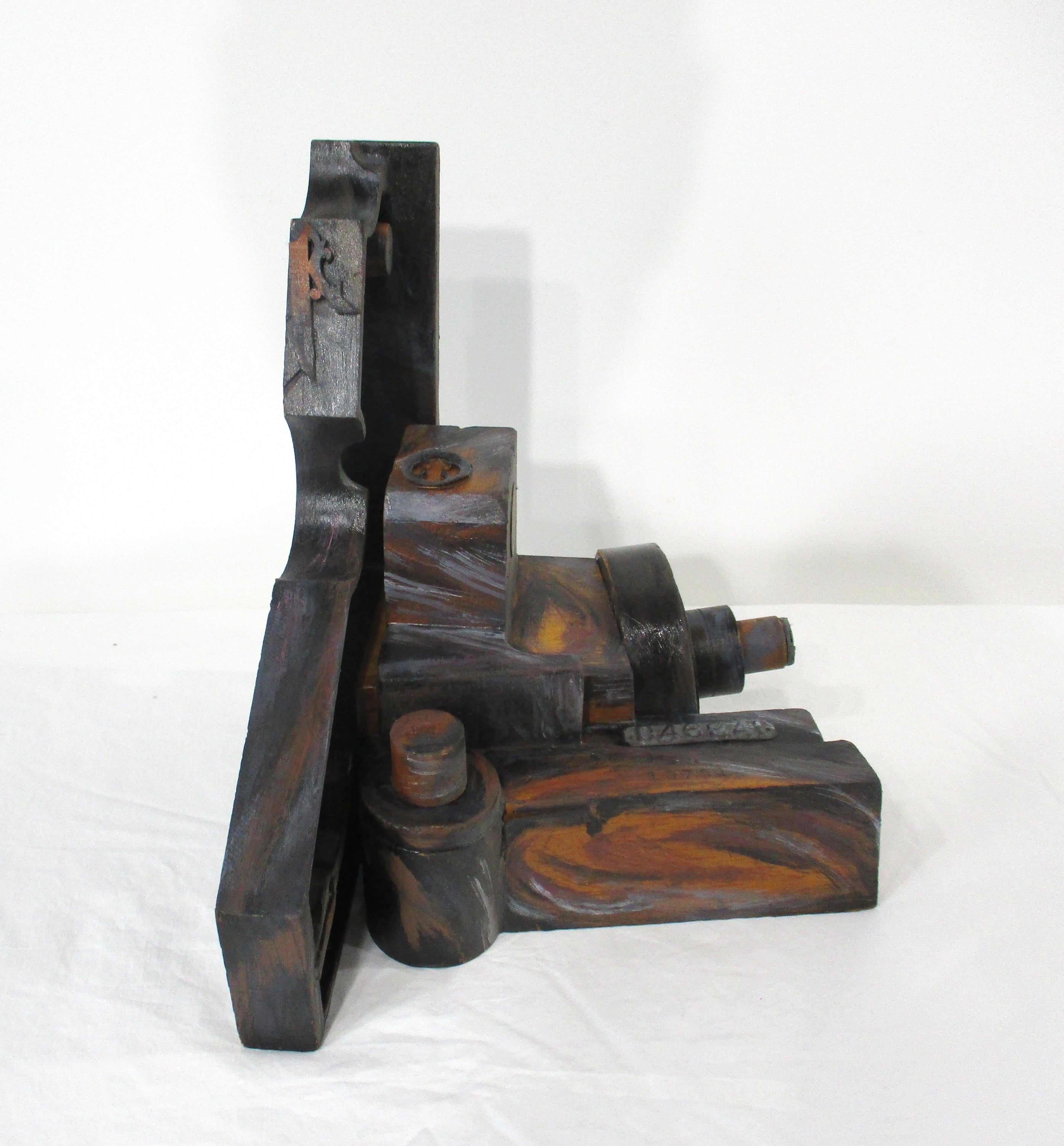 Mid Century Holz / Bemalte Skulptur 
