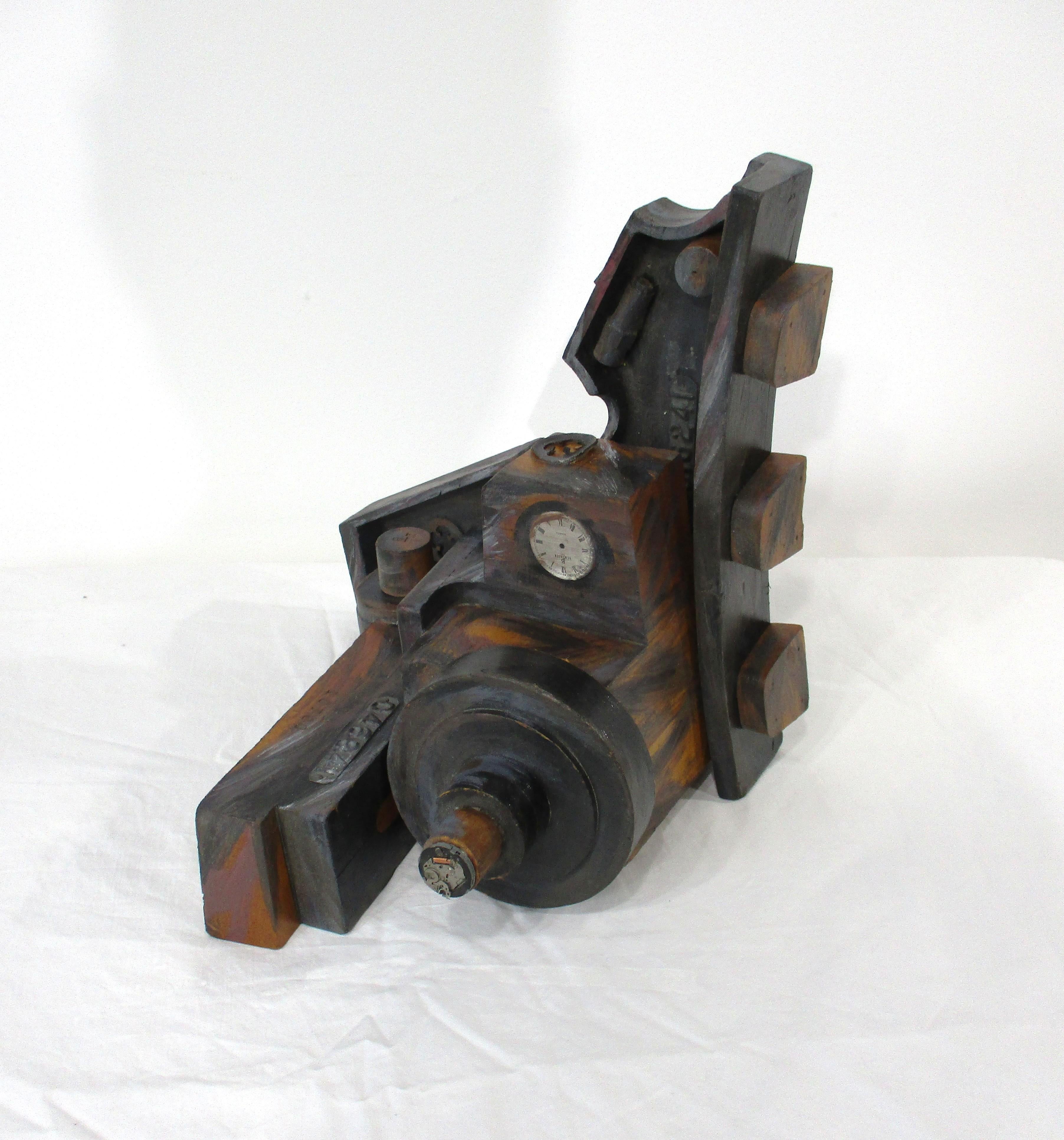 Mid Century Holz / Bemalte Skulptur 