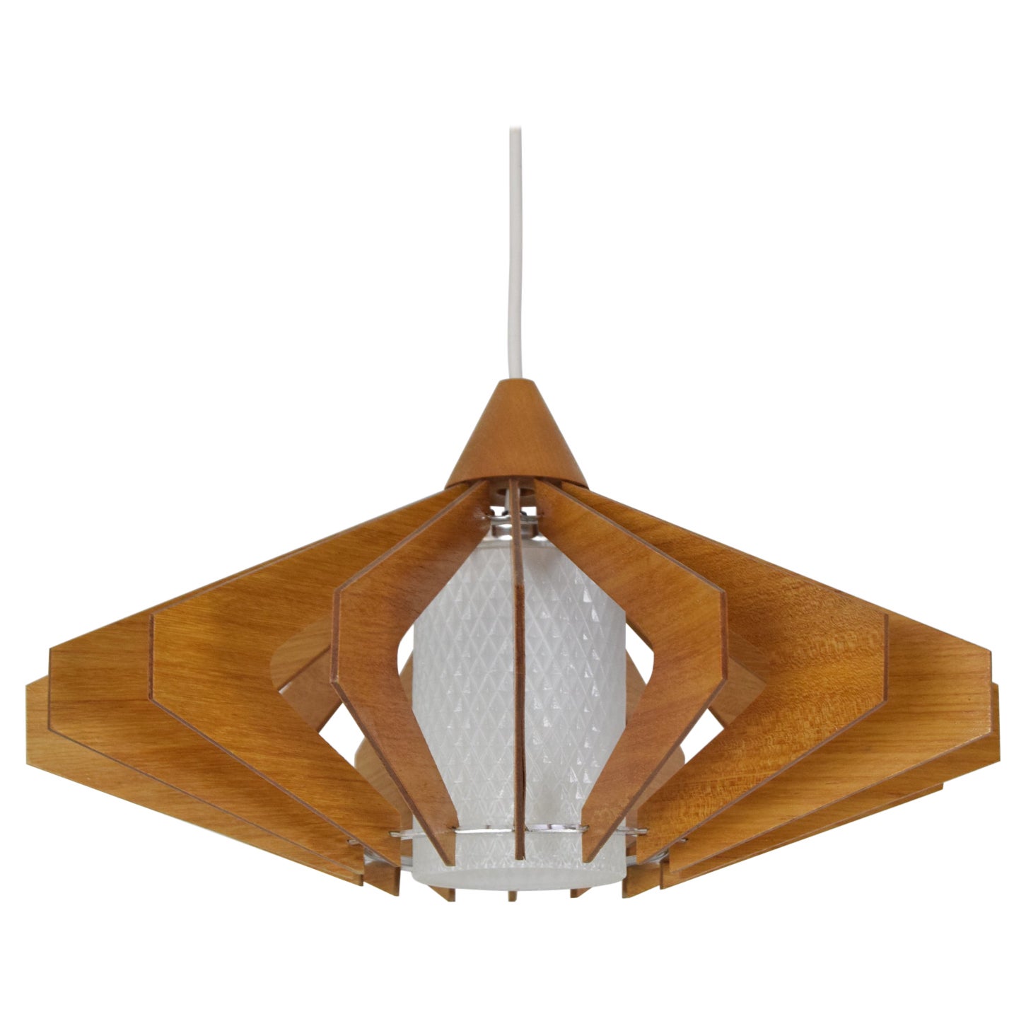 Mid-Century Wood Pendant by Drevo Humpolec, 1970
s