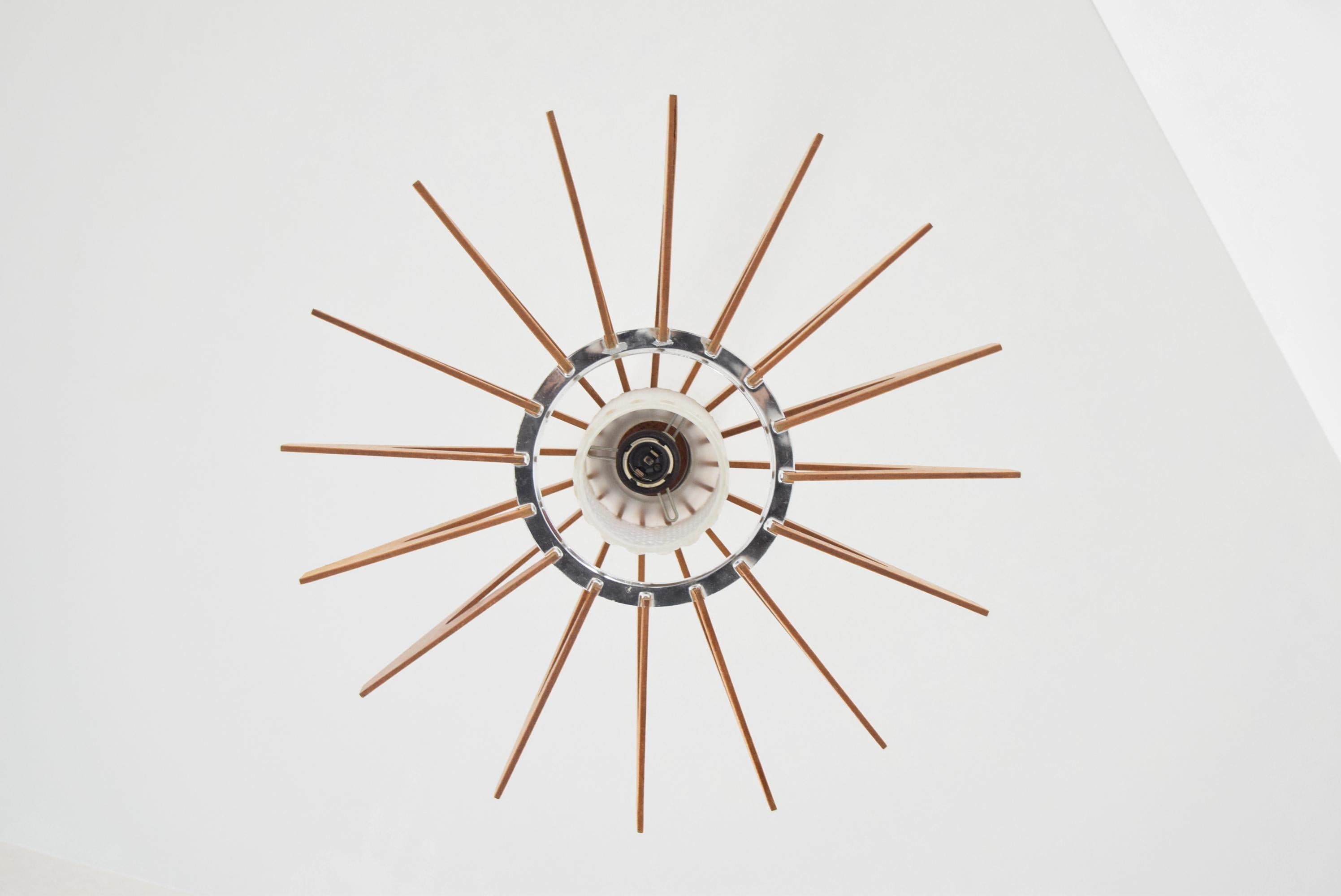 Midcentury Wood Pendant/ Drevo Humpolec, 1970s In Good Condition In Praha, CZ