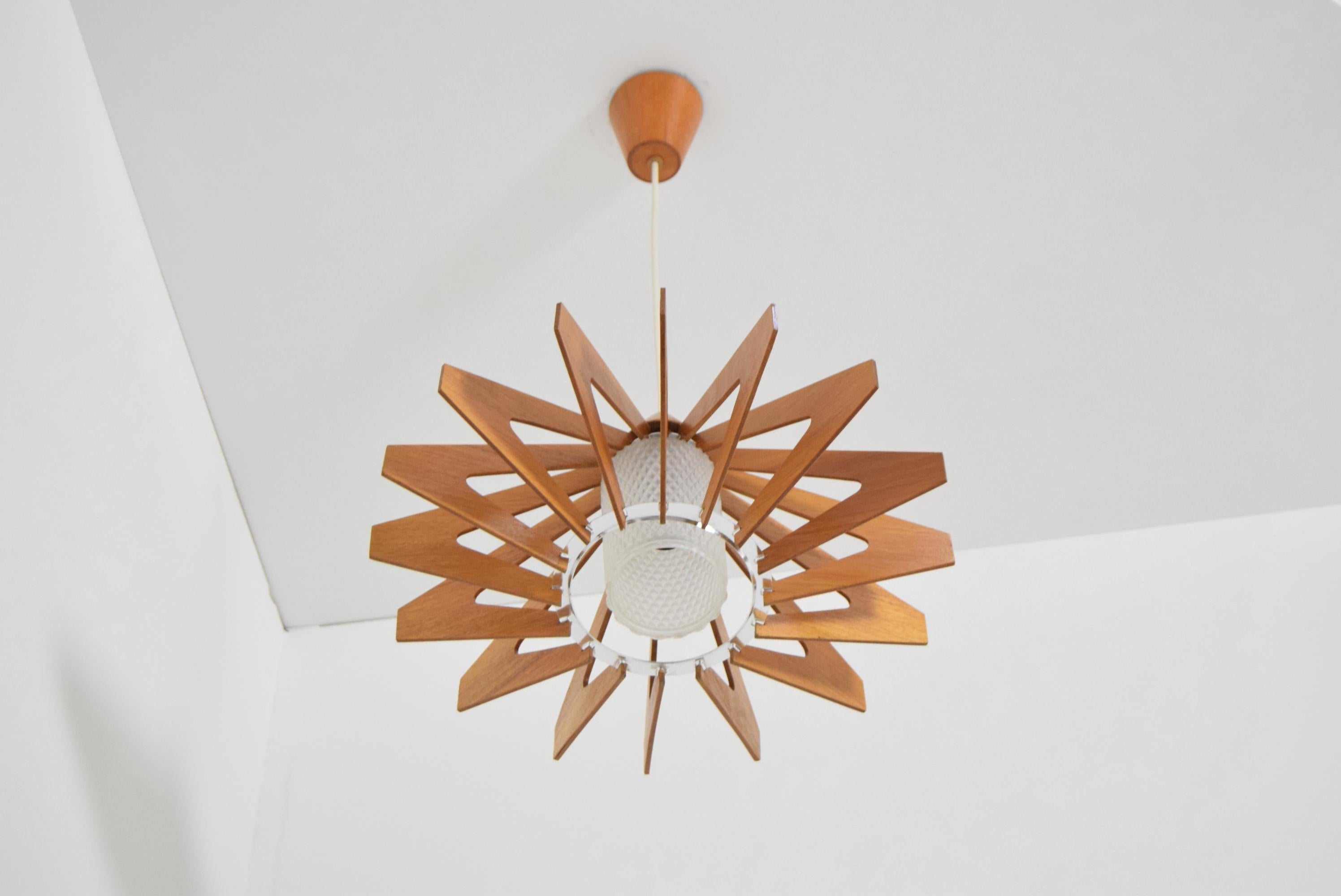 Late 20th Century Midcentury Wood Pendant/ Drevo Humpolec, 1970s