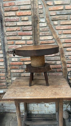 Mid-Century Wood & Rope Oval Gueridon Adrien Audoux & Frida Minet