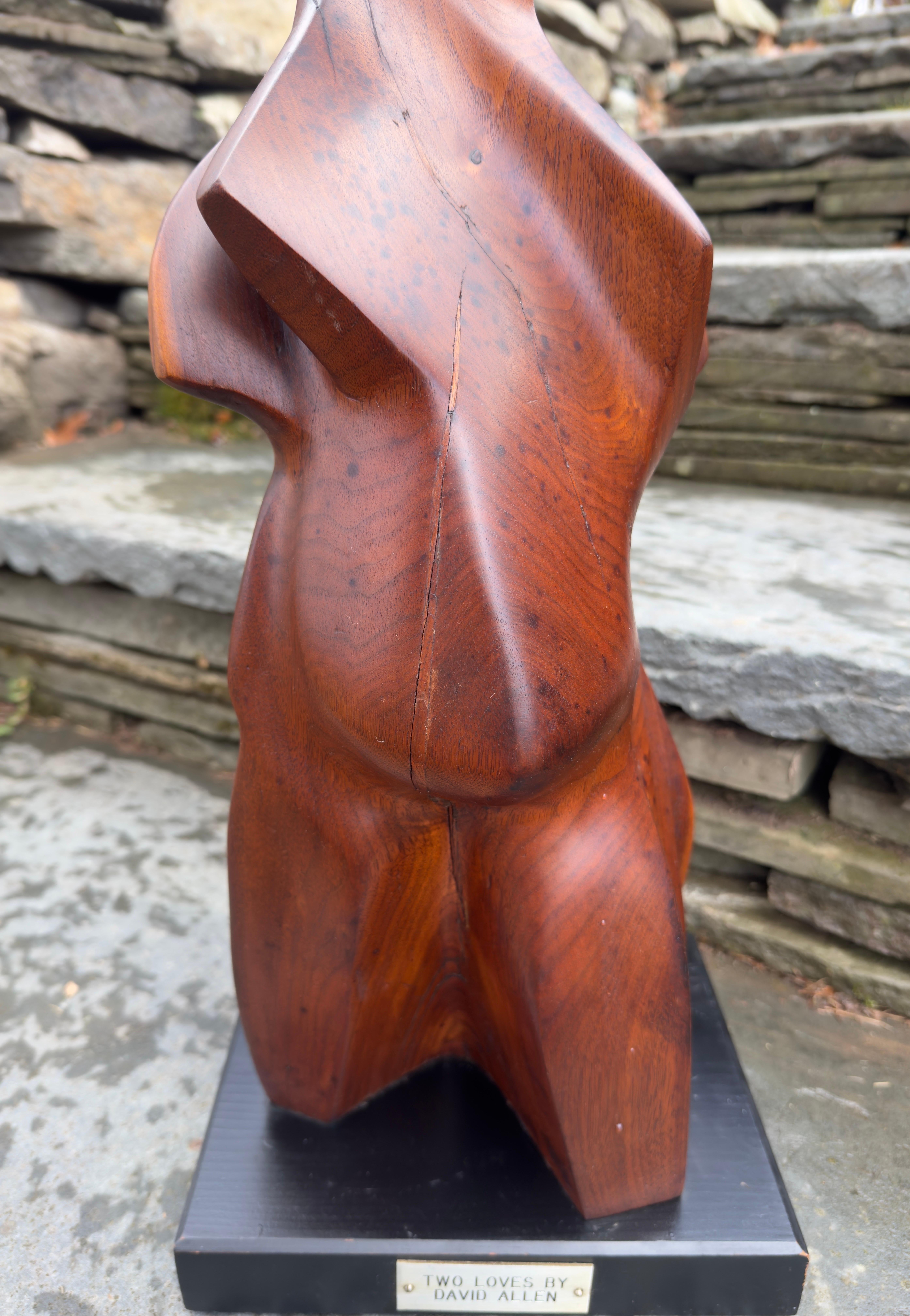 Mid Century Wood sculpture Two Loves by David Allen Modernist in vendita 6
