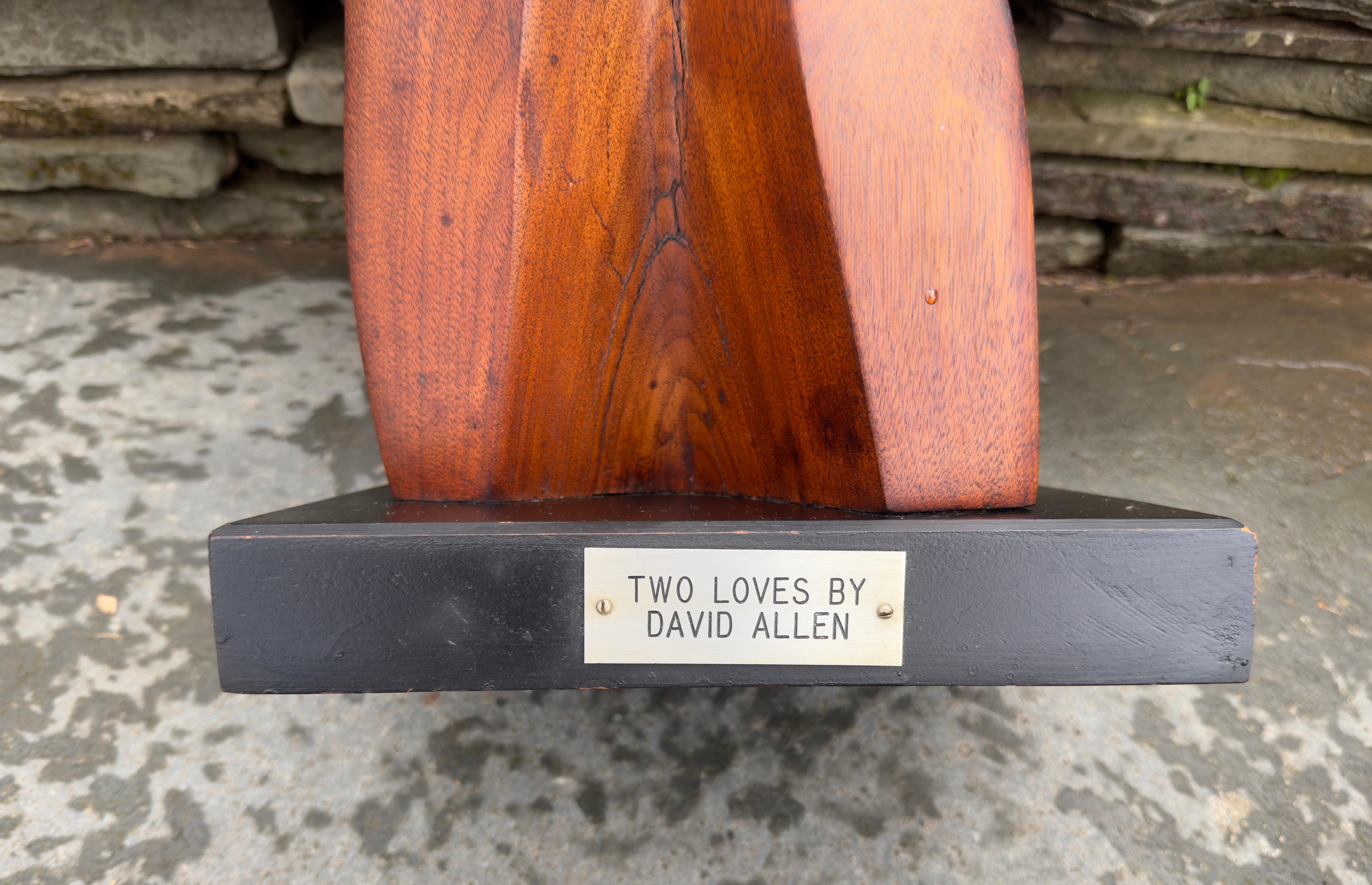 Mid Century Wood sculpture Two Loves by David Allen Modernist in vendita 9