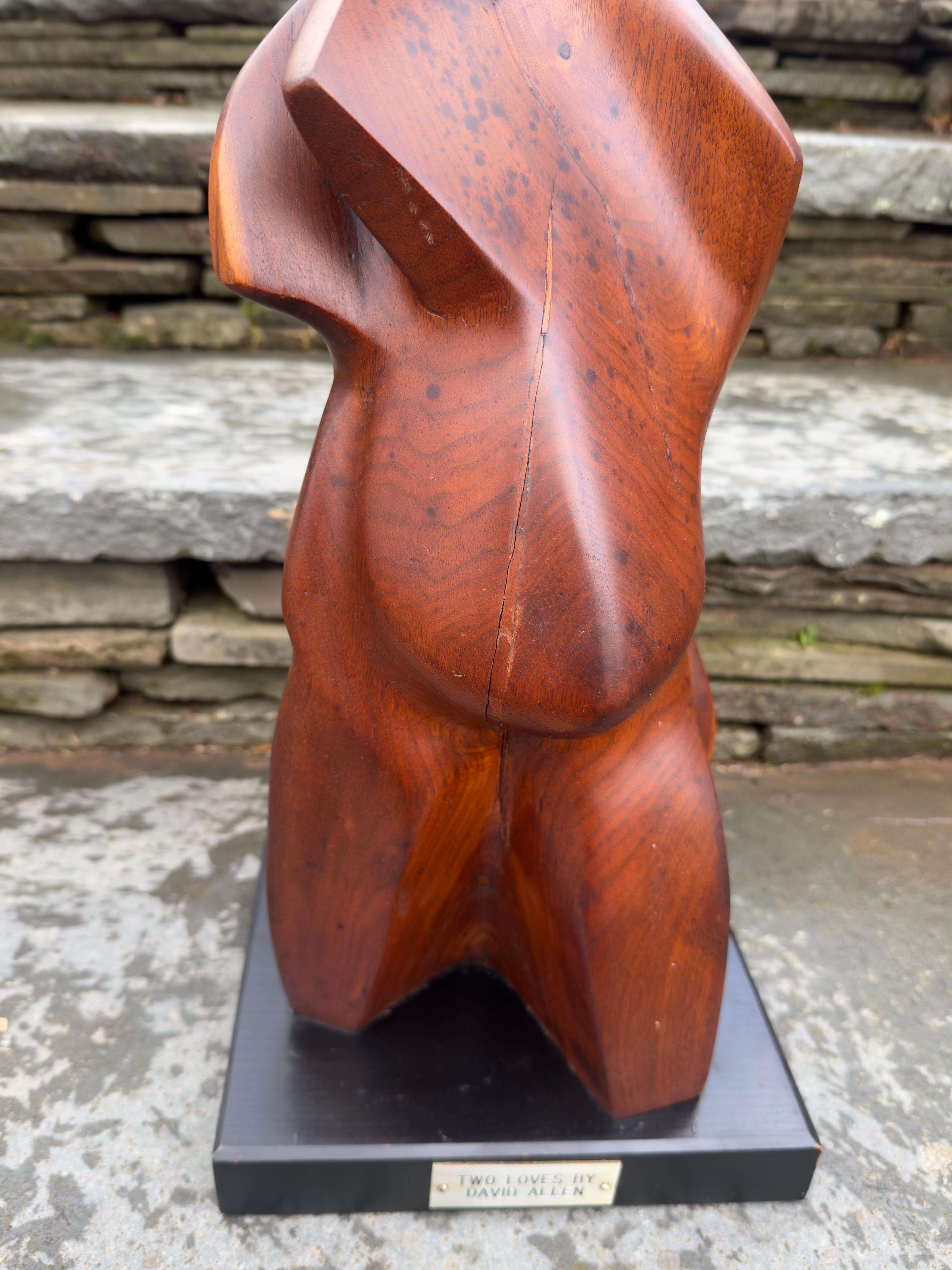 Mid Century Wood sculpture Two Loves by David Allen Modernist In condizioni buone in vendita a Newfoundland, PA