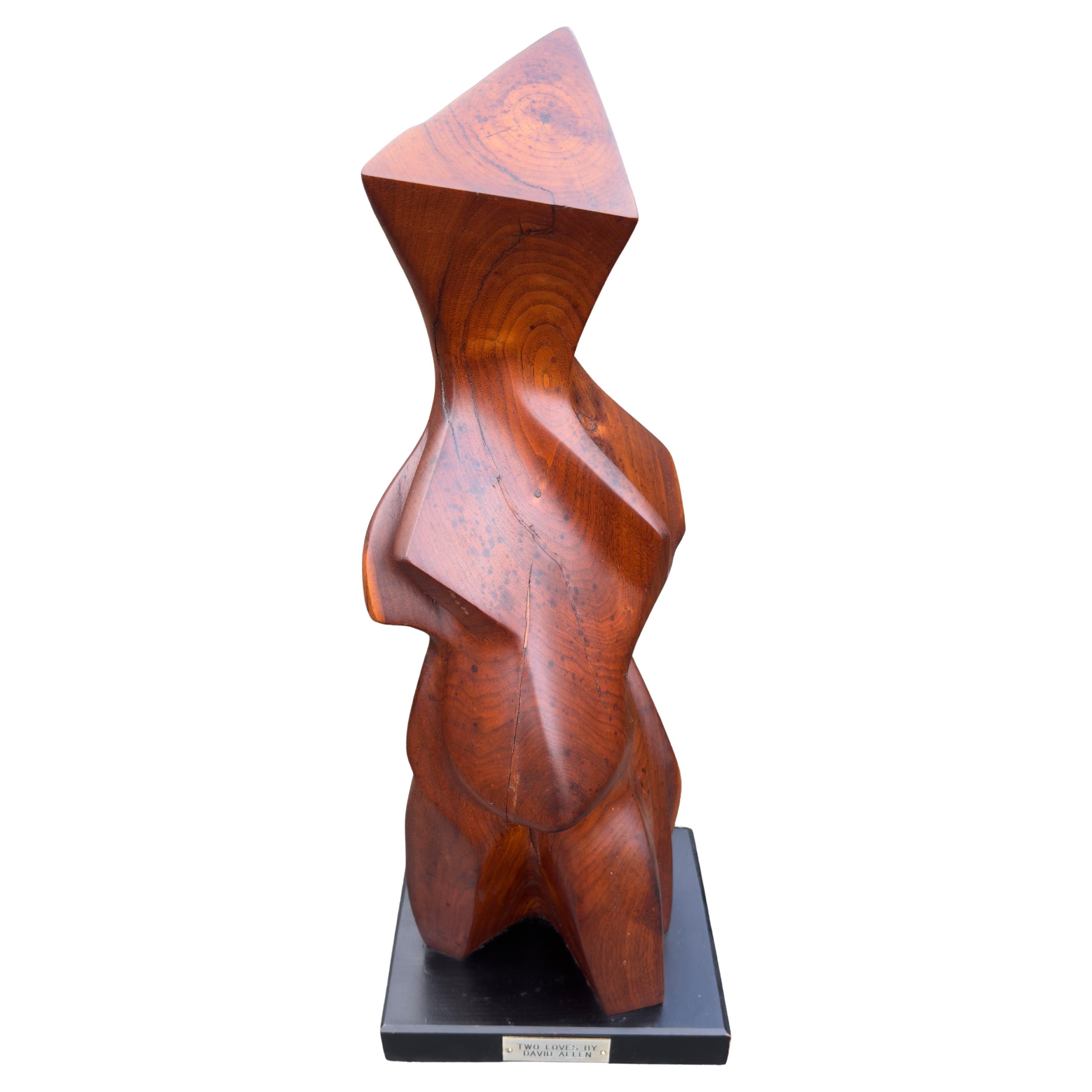 Mid Century Wood sculpture Two Loves by David Allen Modernist
